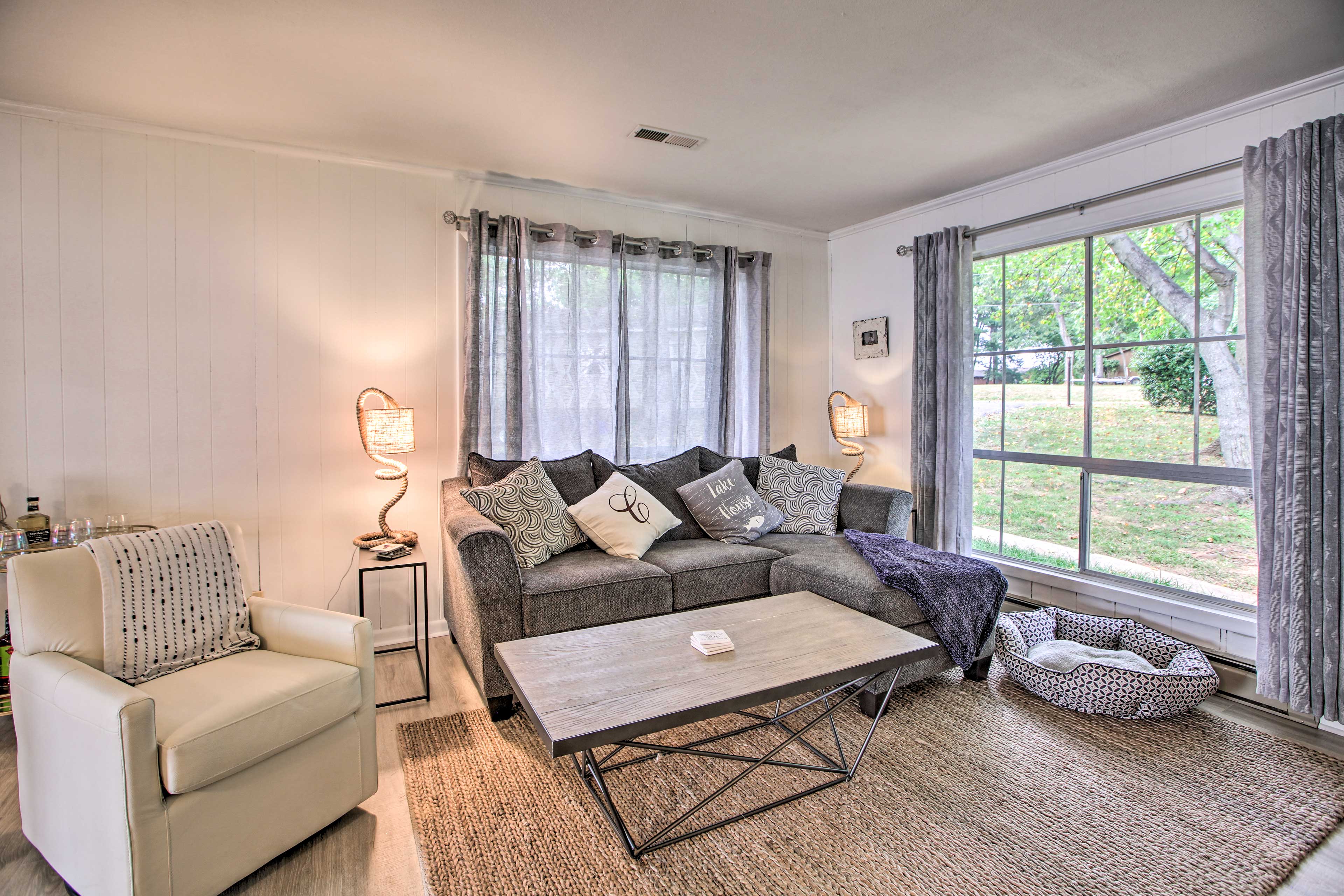 Contemporary furnishings create a comfortable interior.