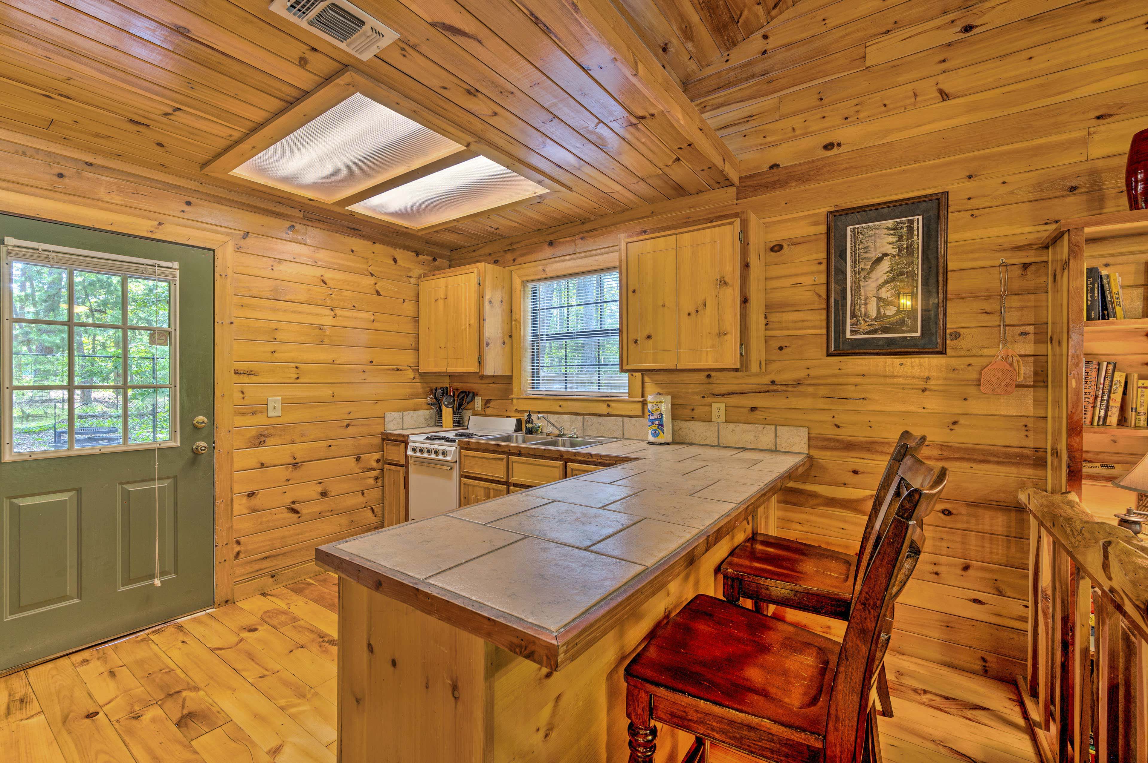 Sit at the breakfast bar savoring wine and cheeses or other favorite snacks.