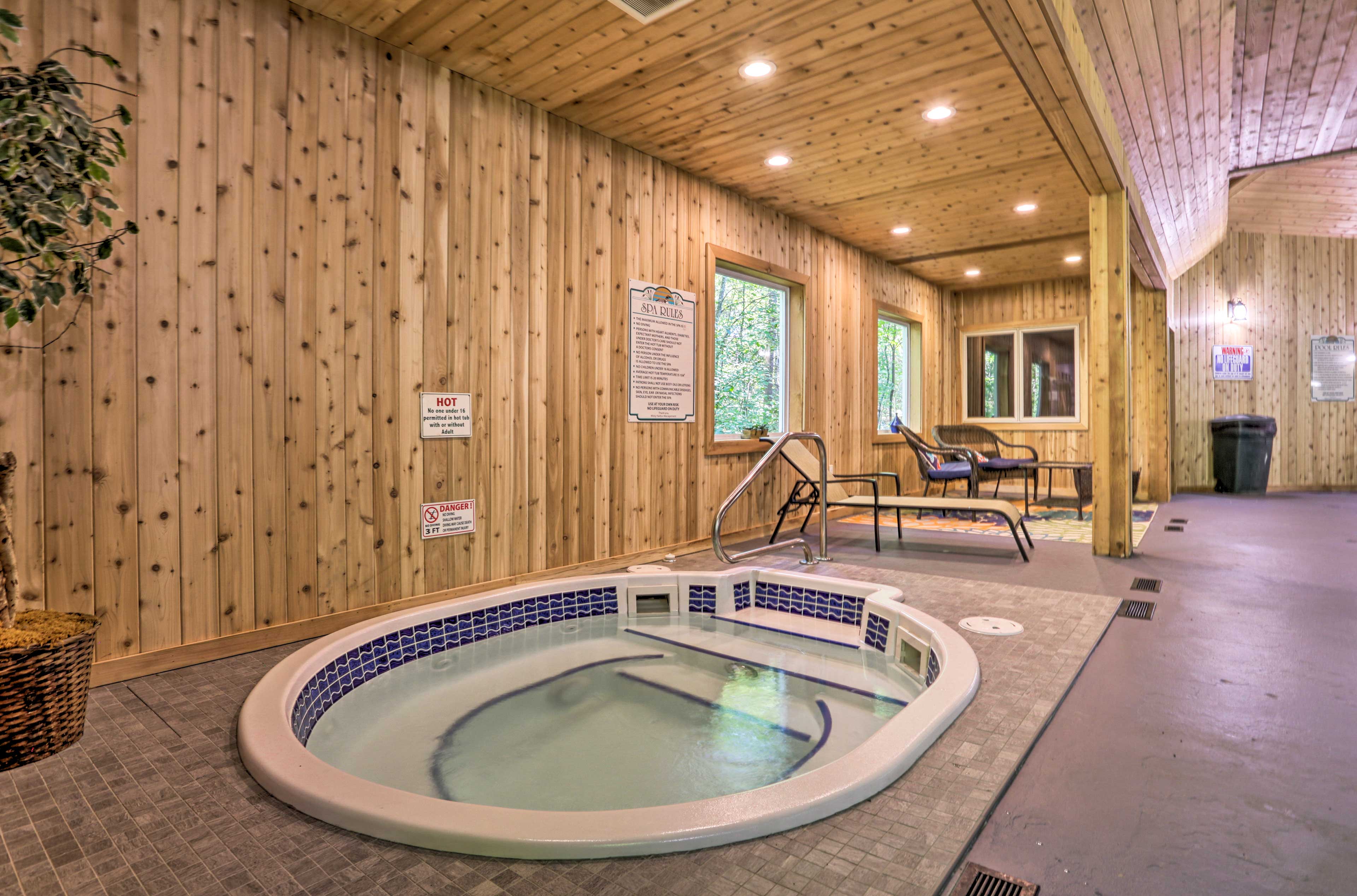 Enjoy access to the pool and hot tub.