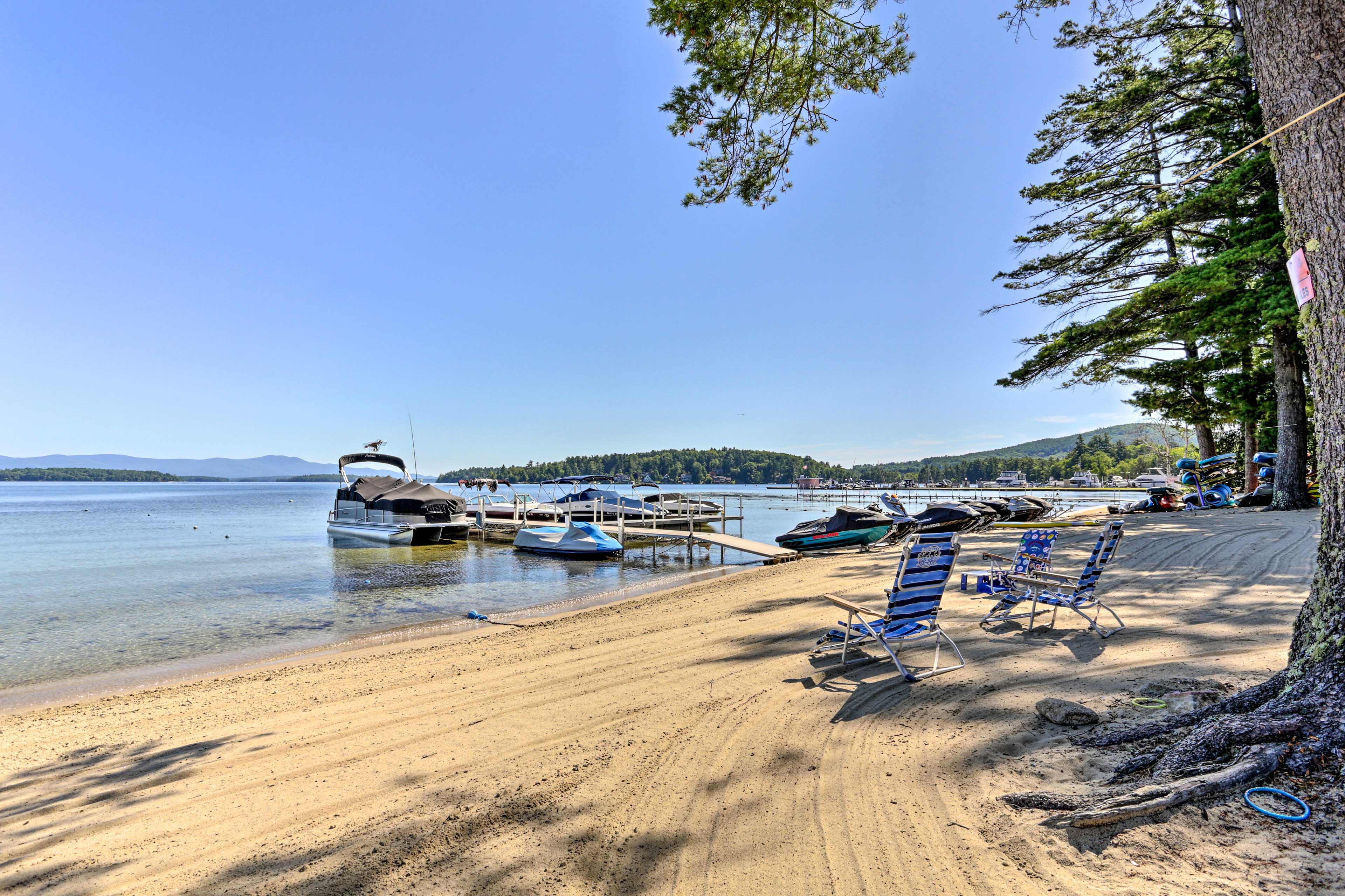 The vacation rental is just across the street from the private beach.