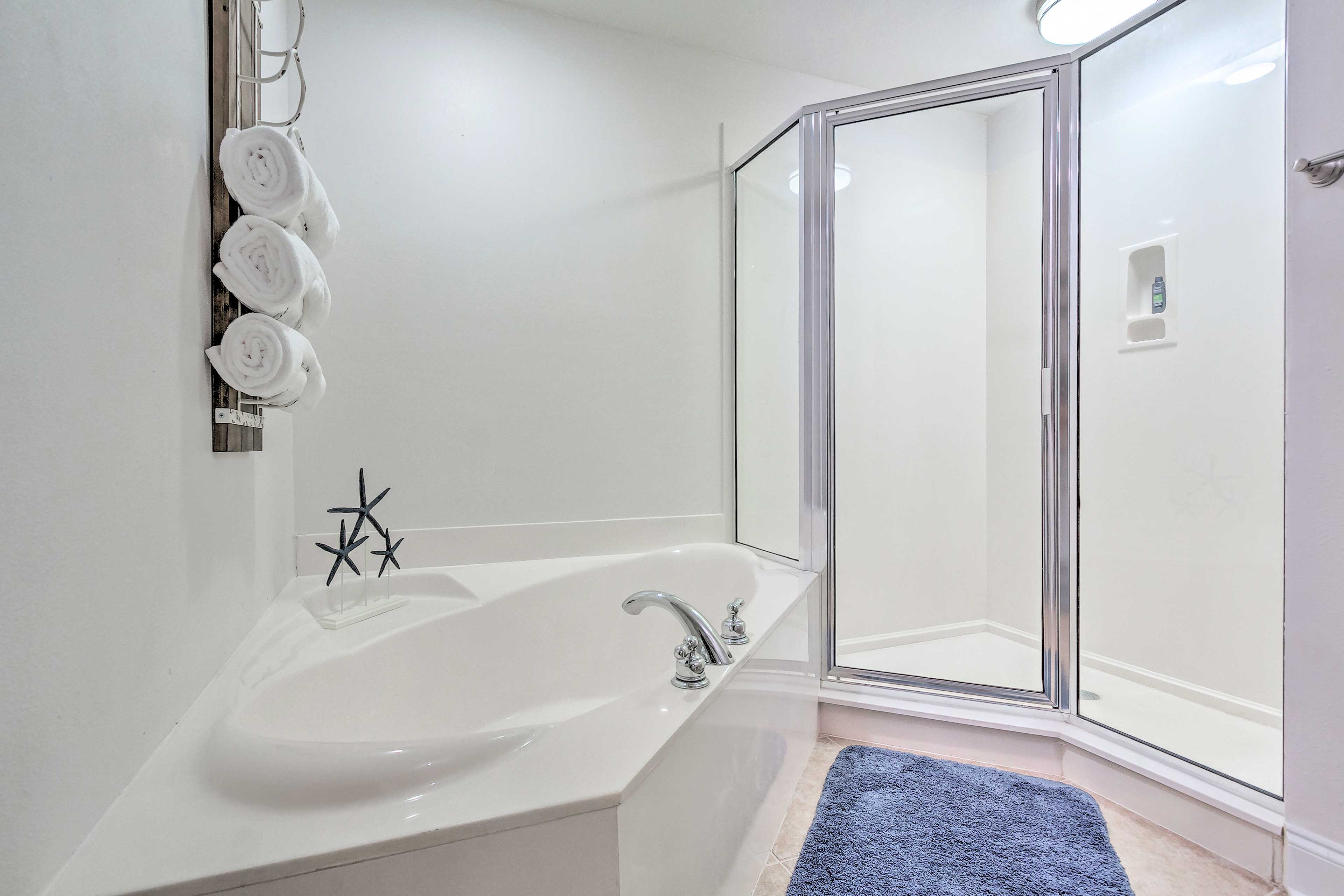 Relax in the jetted tub after a day outside.