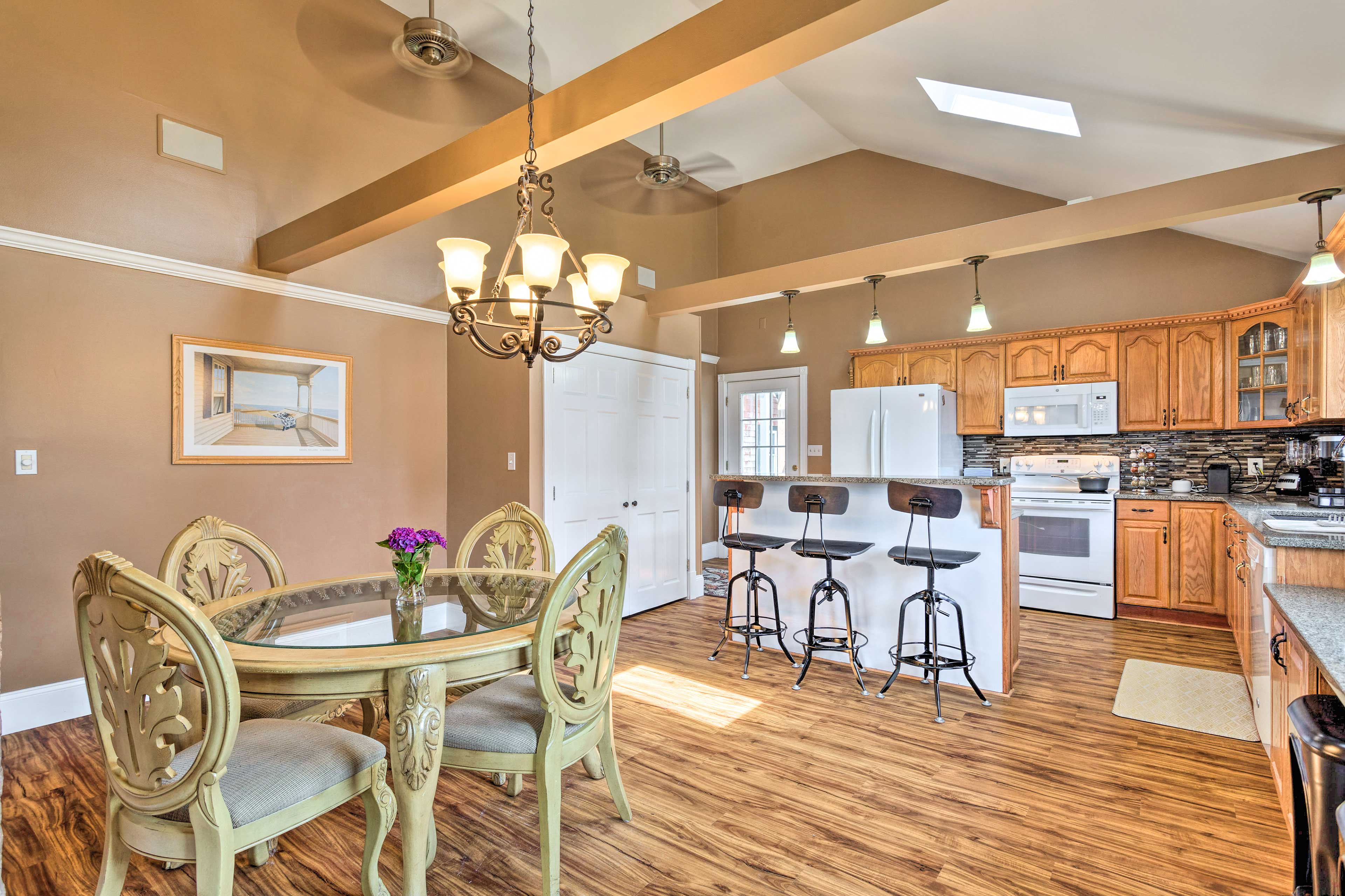 Savor home-cooked meals around the formal dining table.