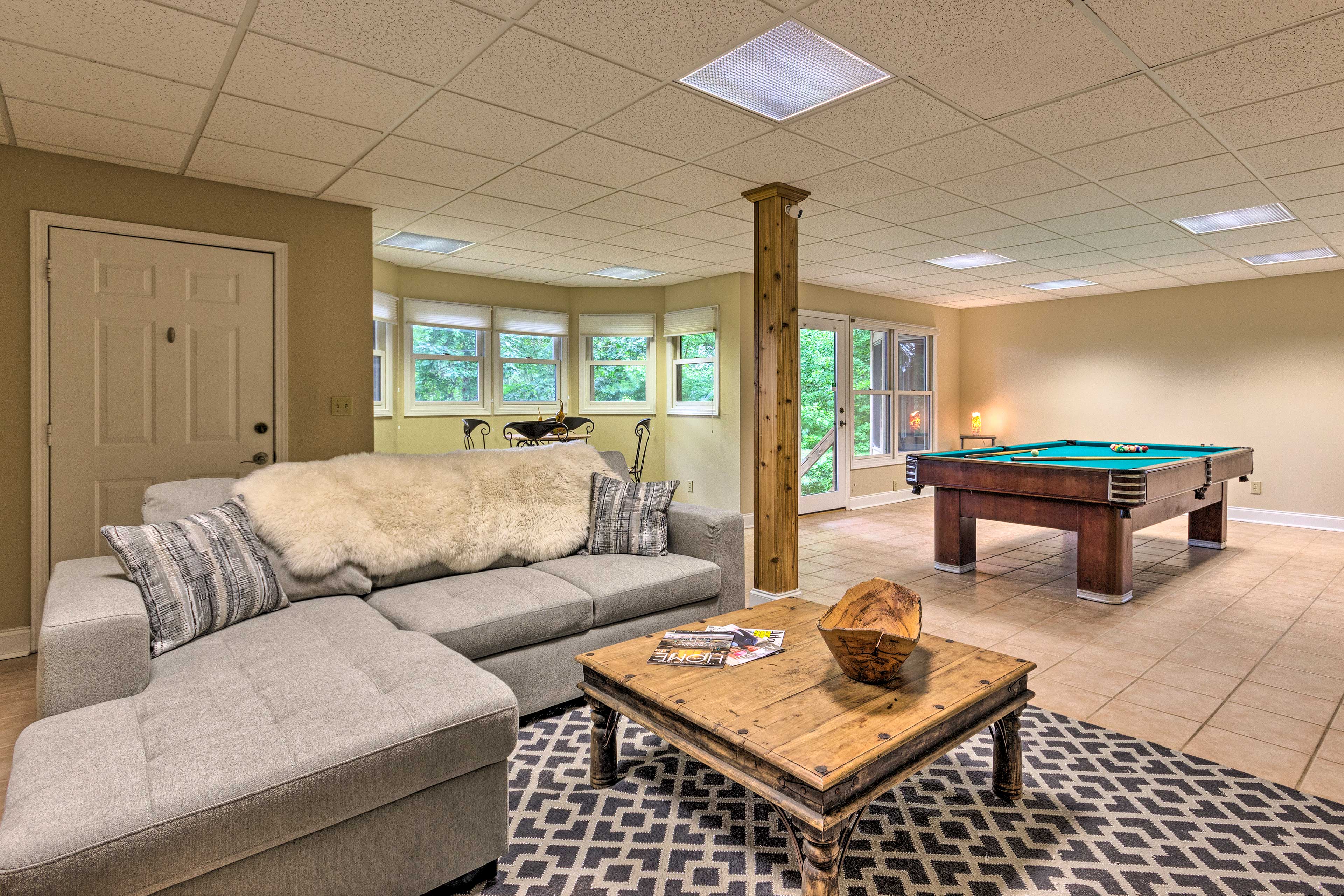 The game room is great for hanging out to shoot pool or play games.