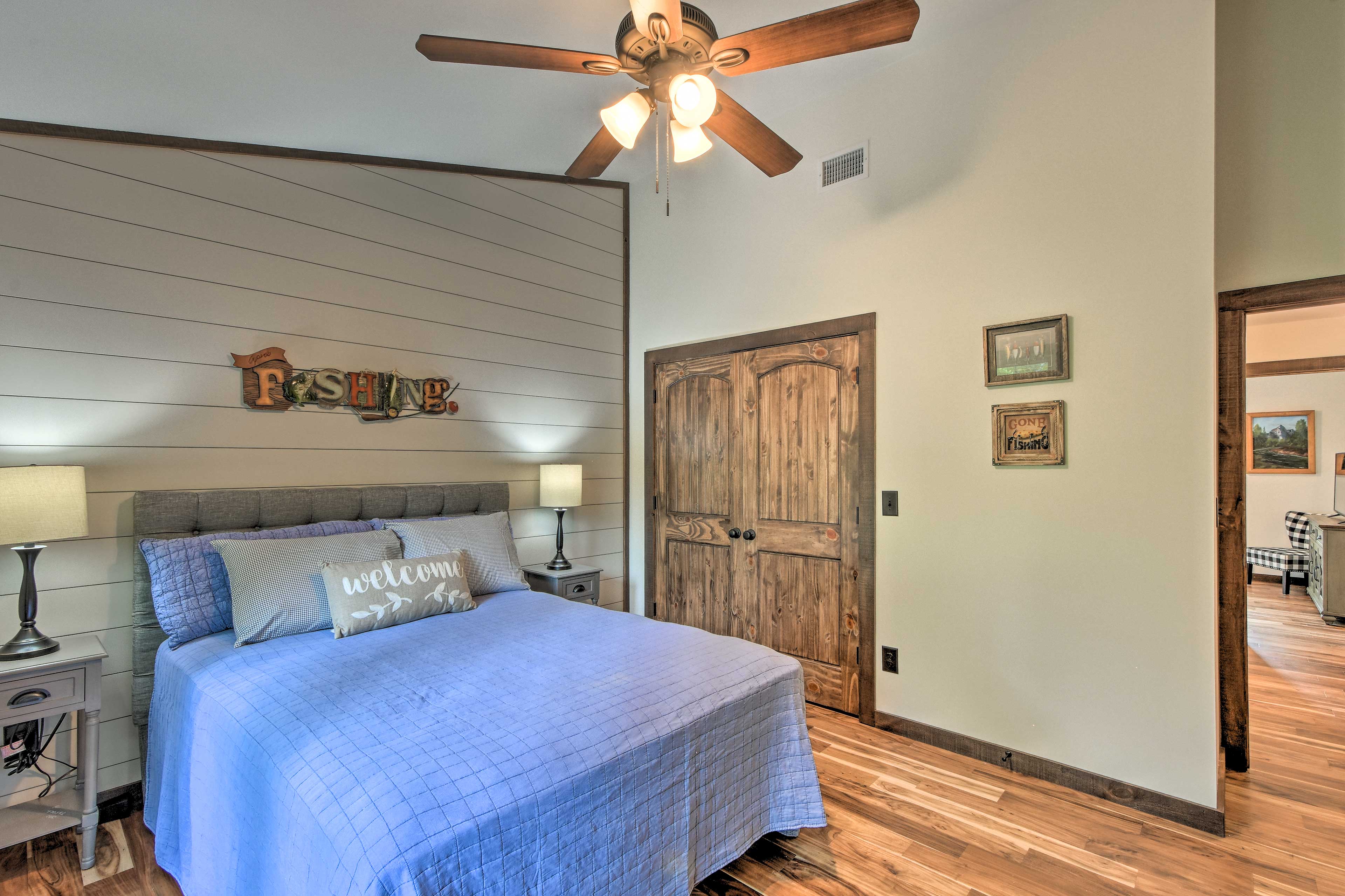 The ceiling fan will keep a breeze flowing each night.