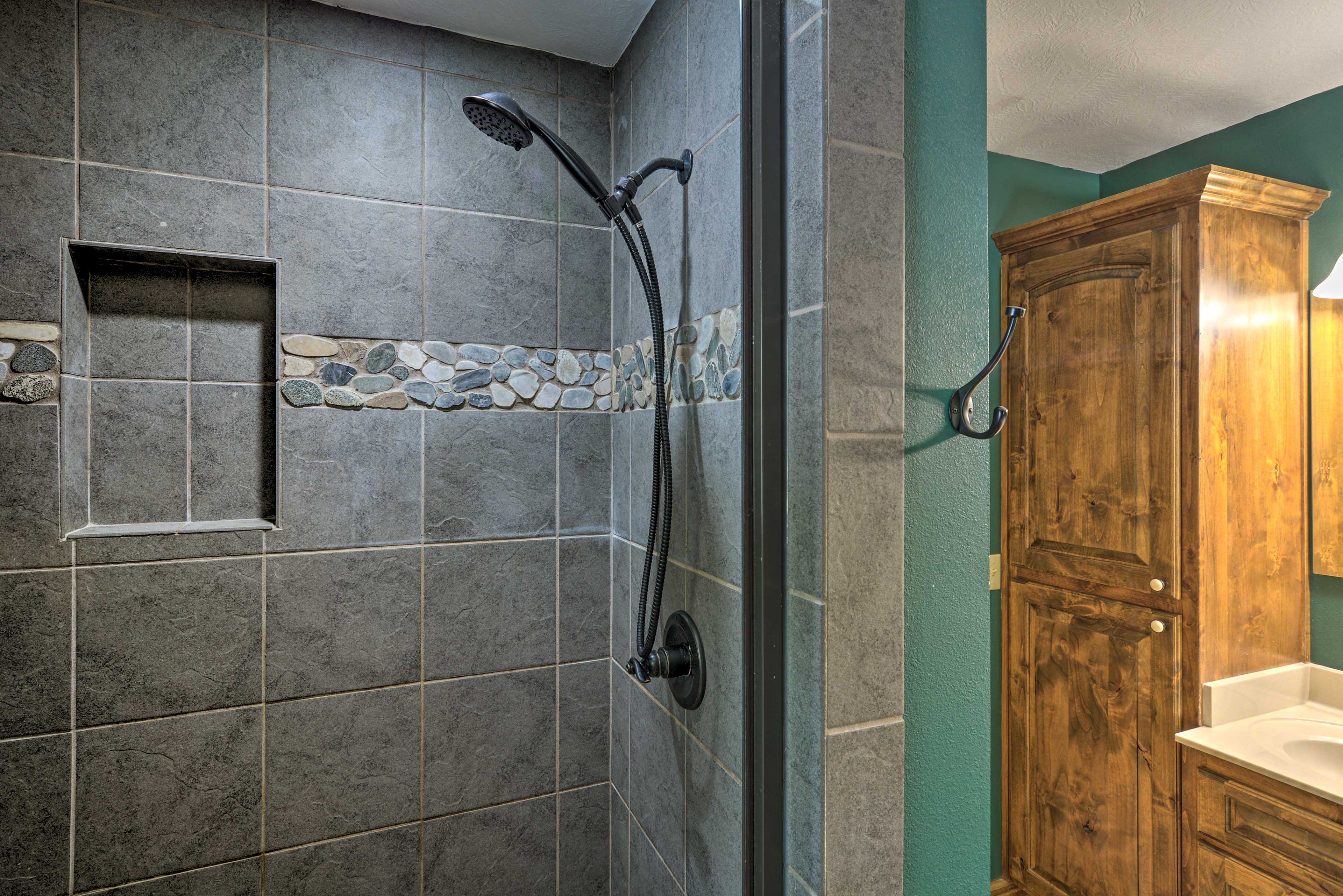 Rinse off in the updated walk-in shower.