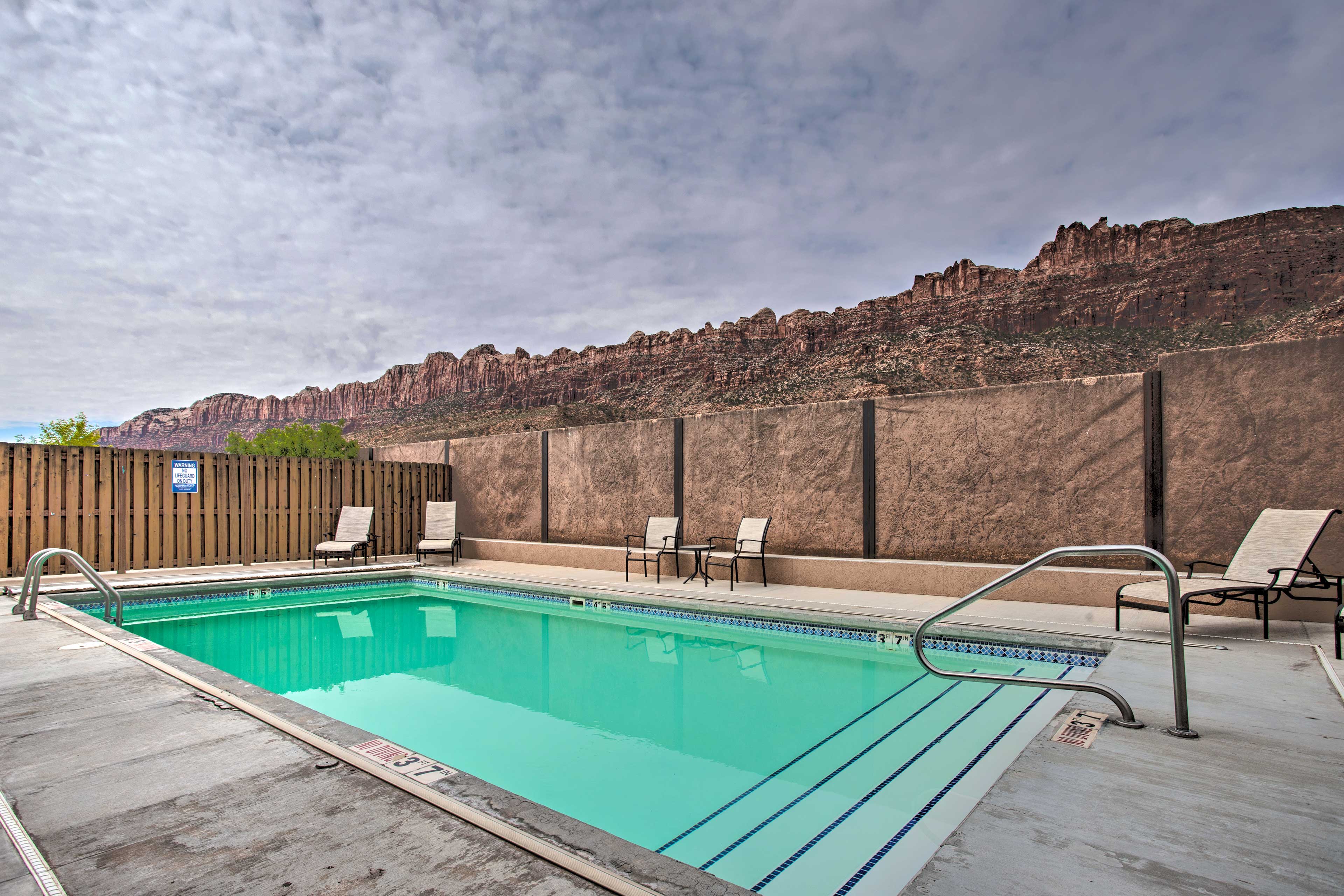 Spend days laying out poolside or exploring the surrounding red rock.