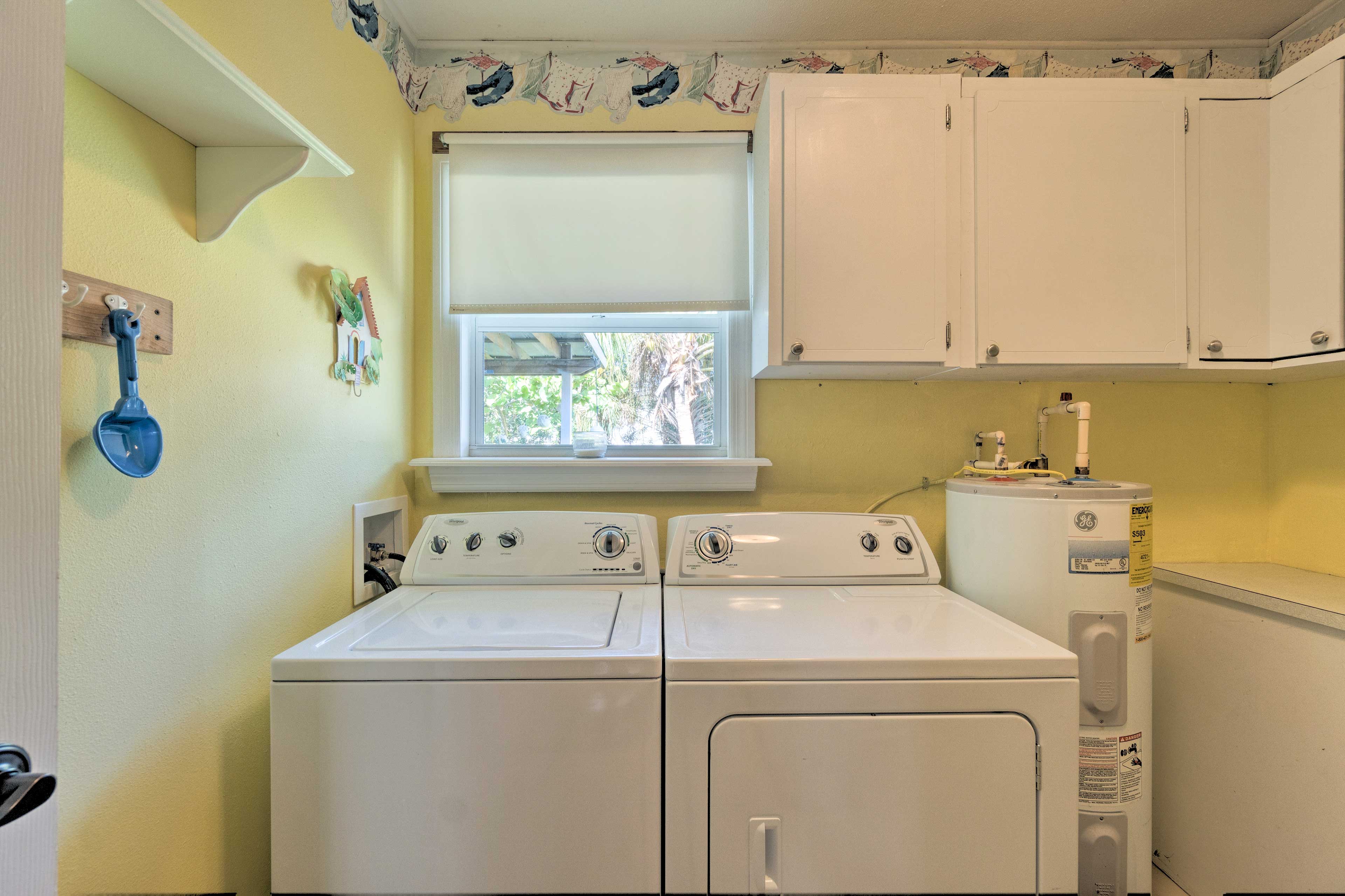 Keep your fishing gear looking fresh with the home's laundry machines.