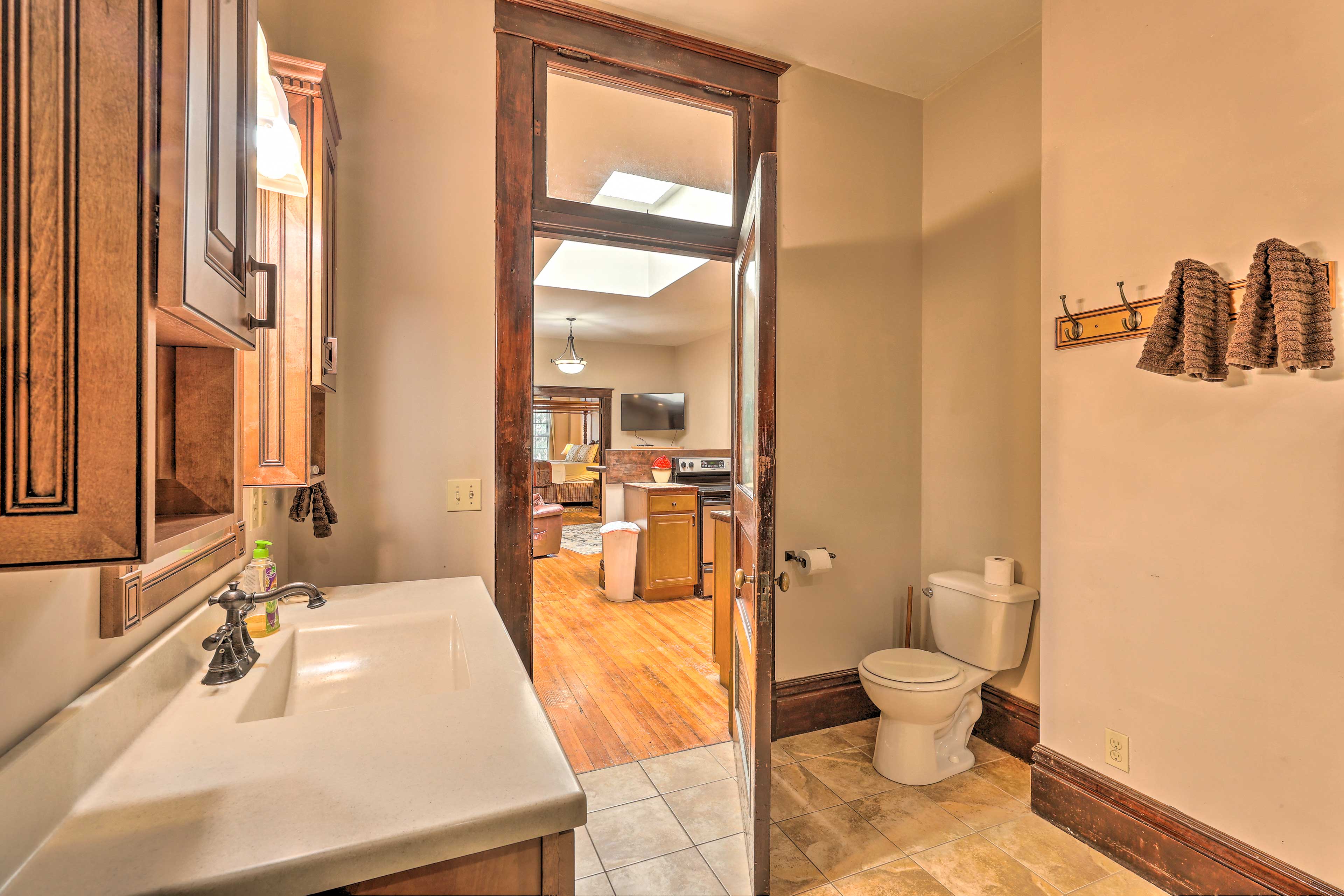 Get ready for the day at this bathroom vanity.