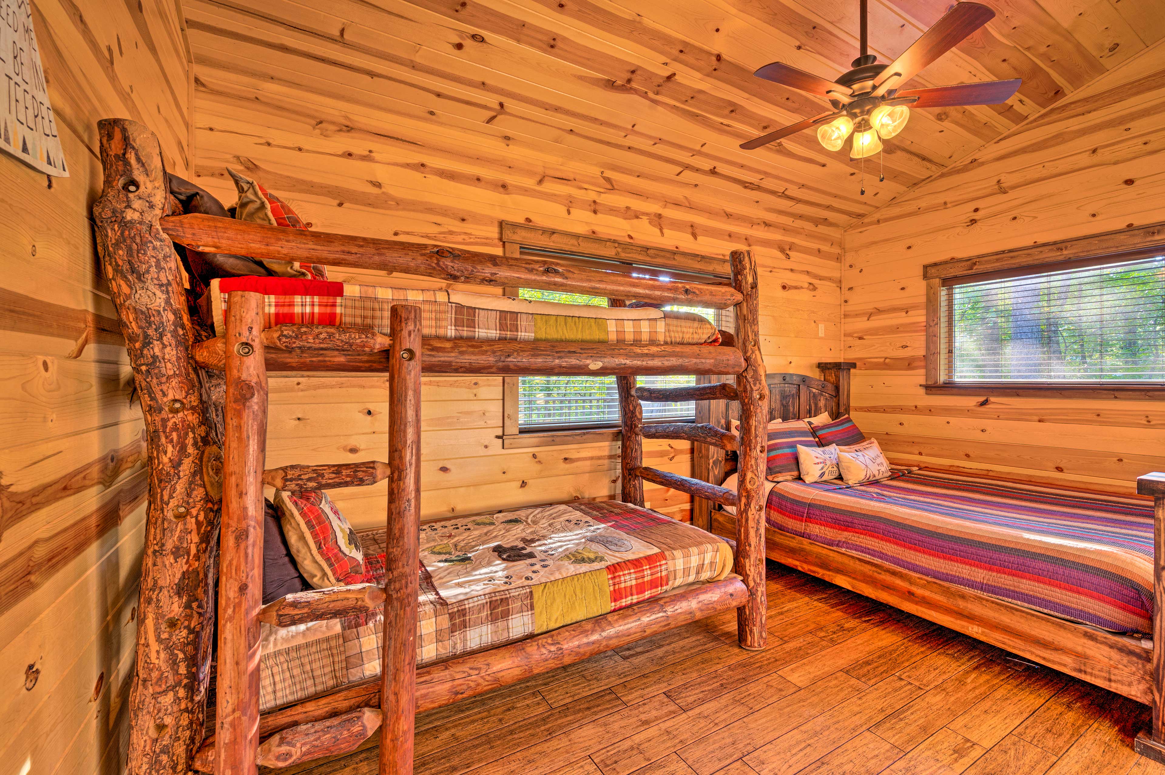 This bunk room is perfect for kids, friends, or a small family!