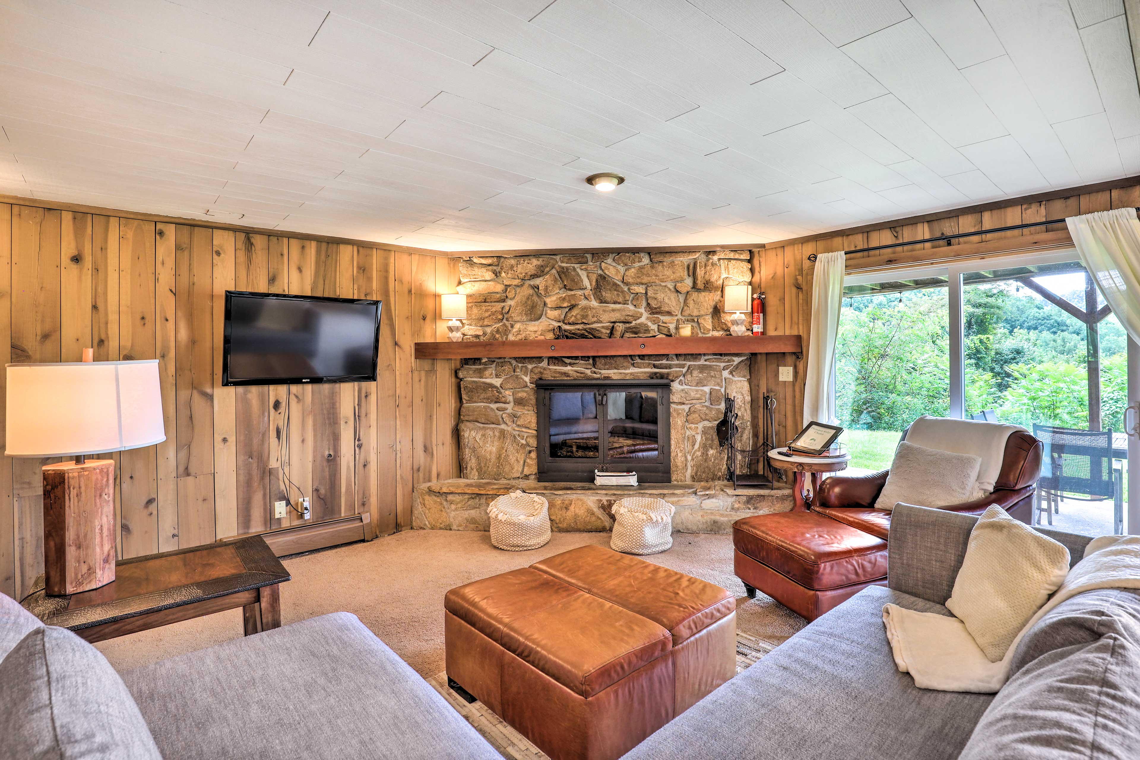 Living Room | Lower Level | Wood-Burning Fireplace