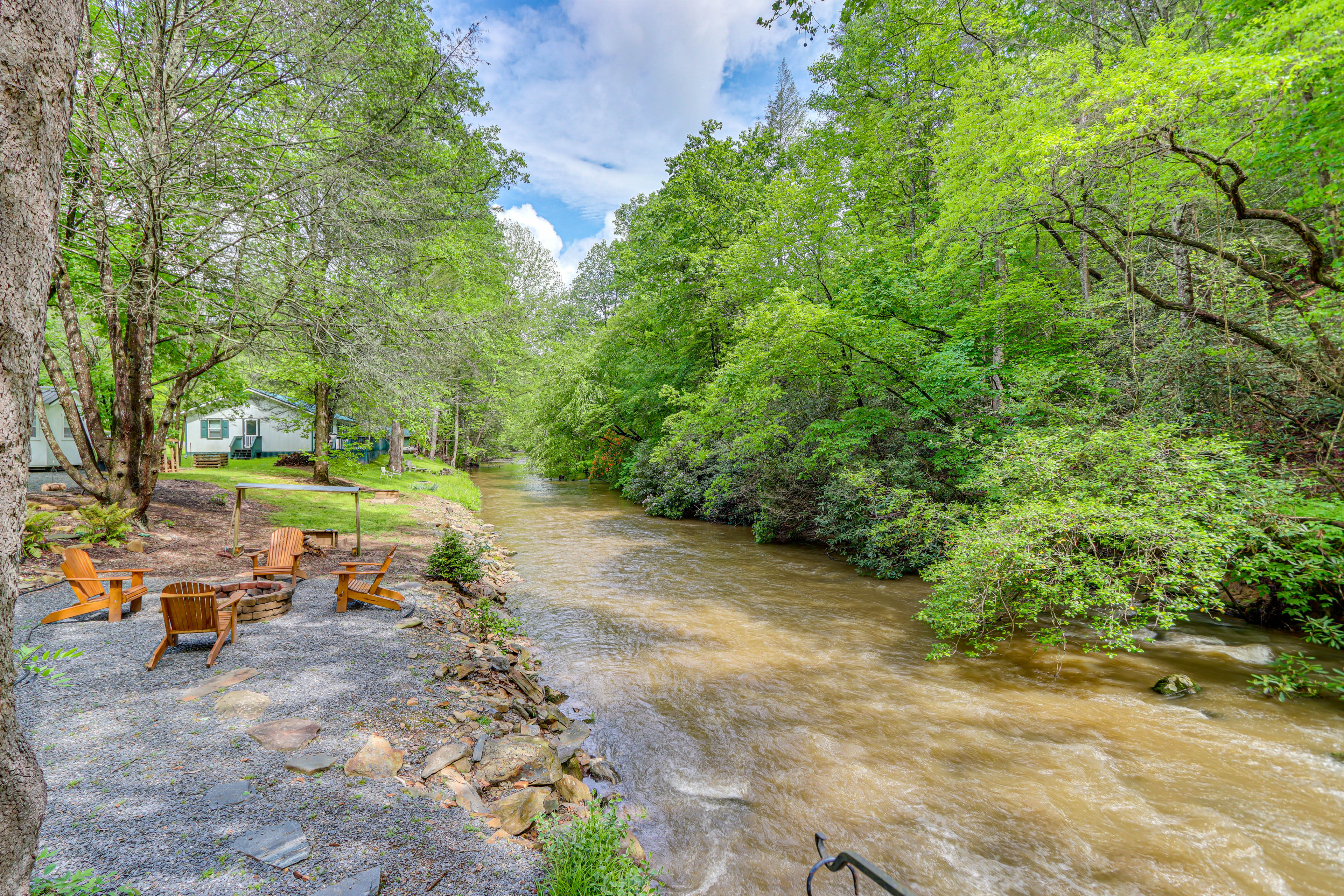 Cottage Exterior | Mountaintown Creek | Fire Pit | Wood Provided