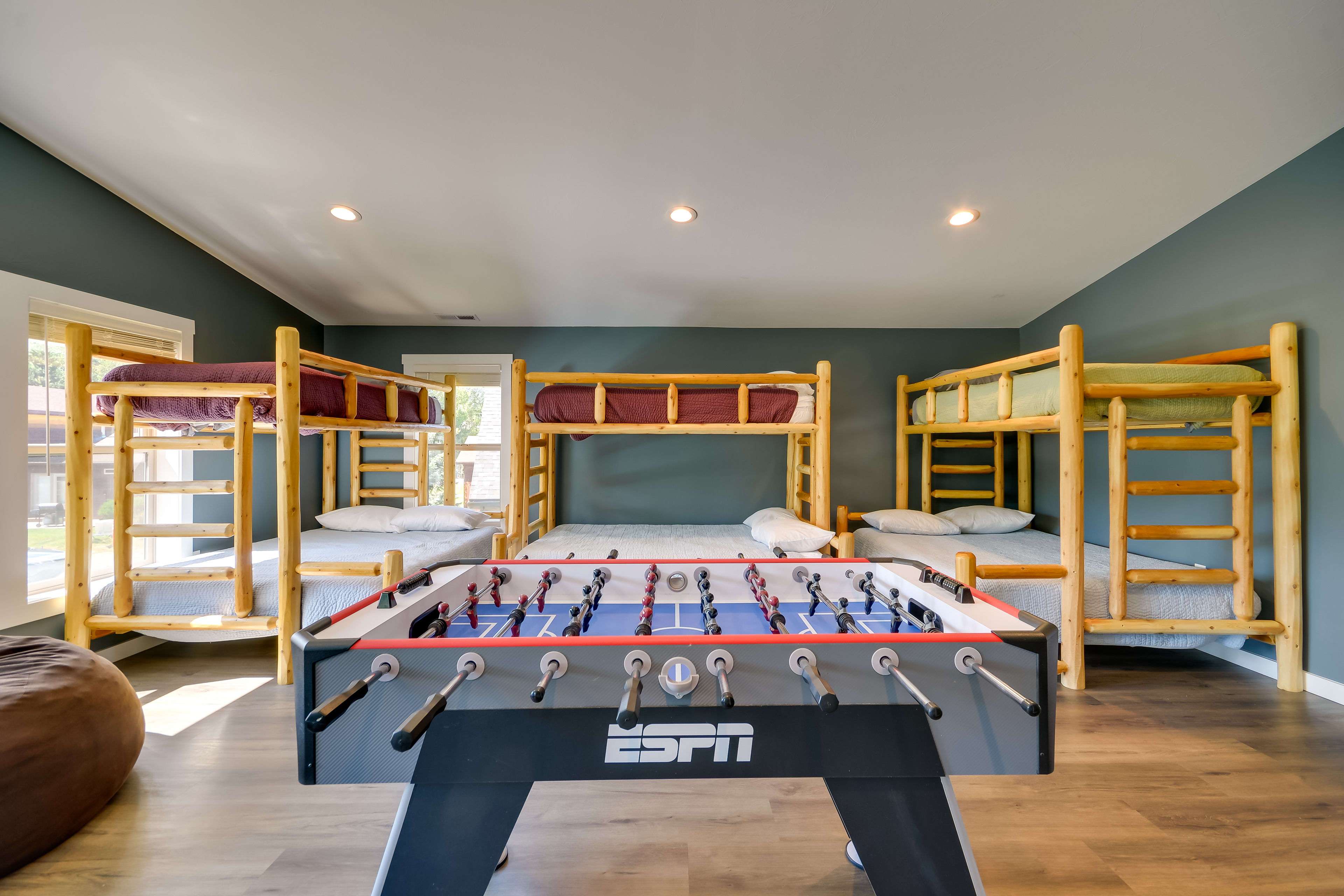 Game Room | 2nd Floor | 3 Twin/Queen Bunk Beds | Foosball