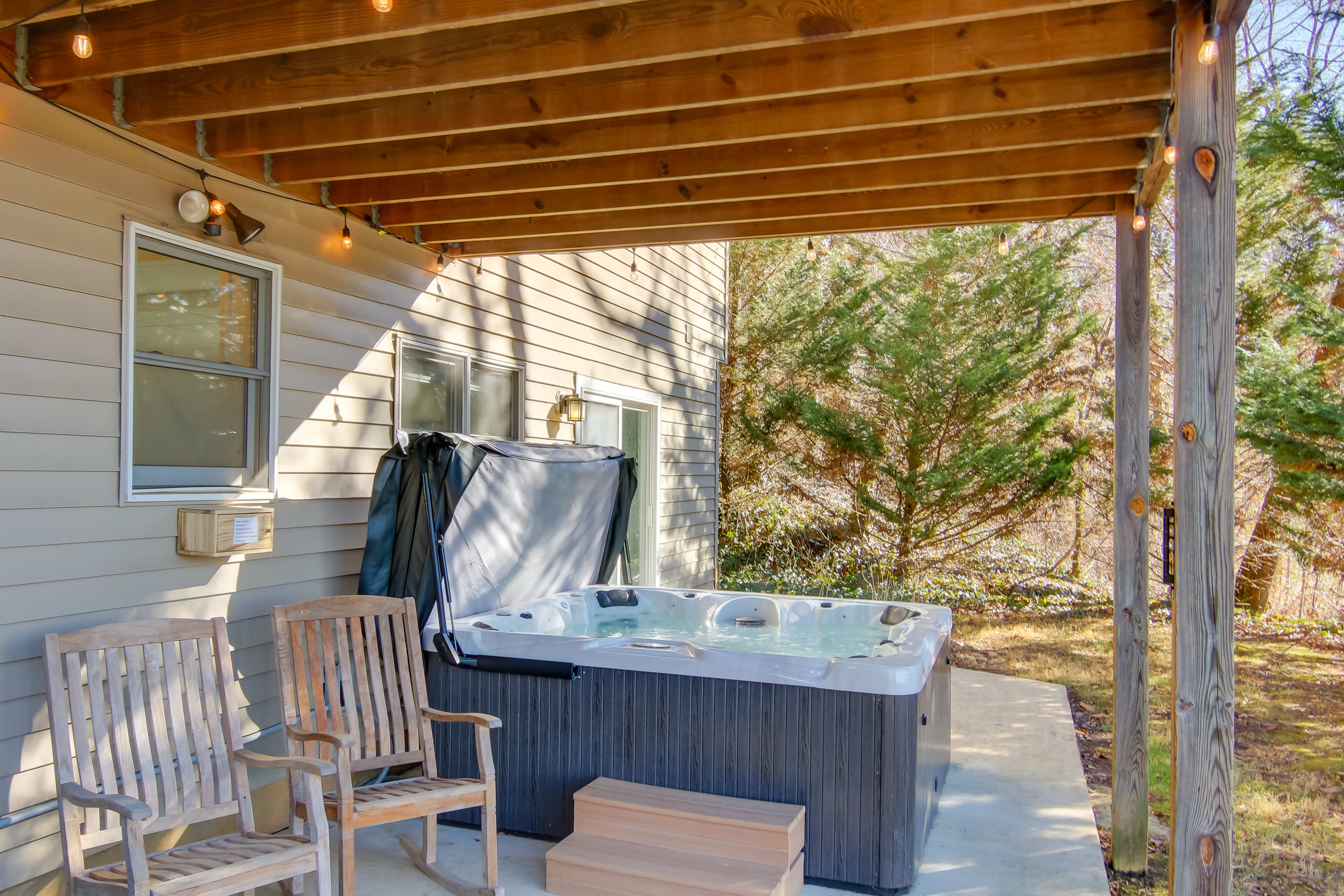 Covered Patio | Private Yard | 2 Stairs to Access Patio