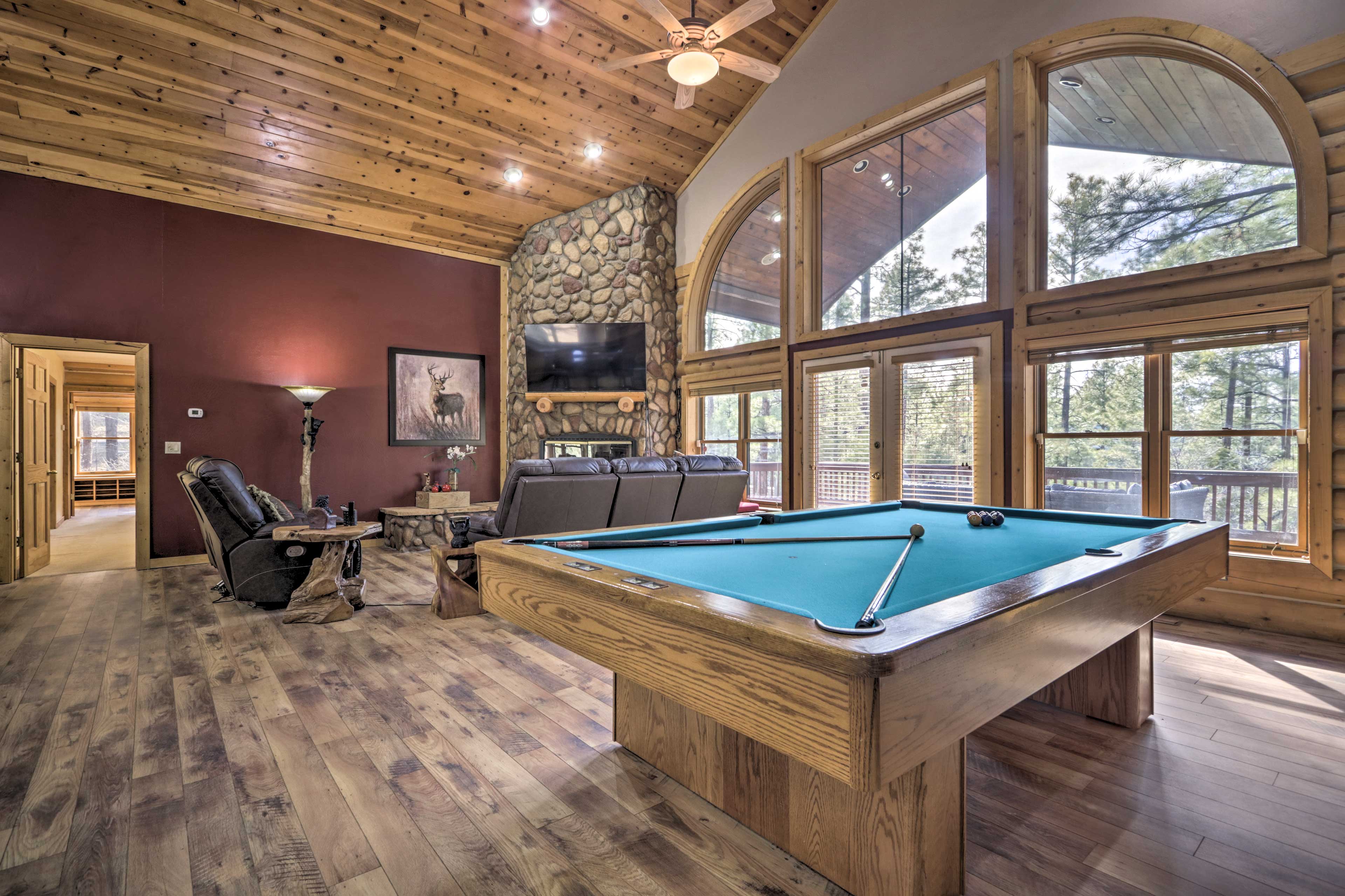 Living Room | Pool Table | Cathedral Ceilings