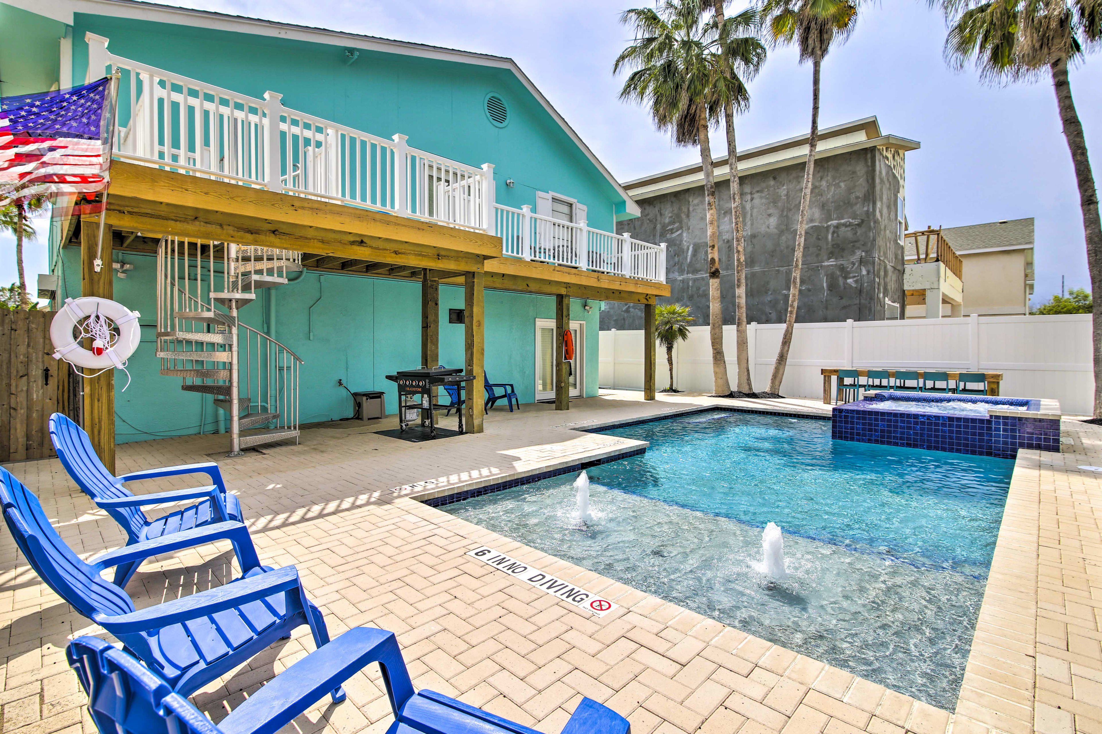 Backyard | Private Pool (Heated Upon Request) | Hot Tub | Gas Grill