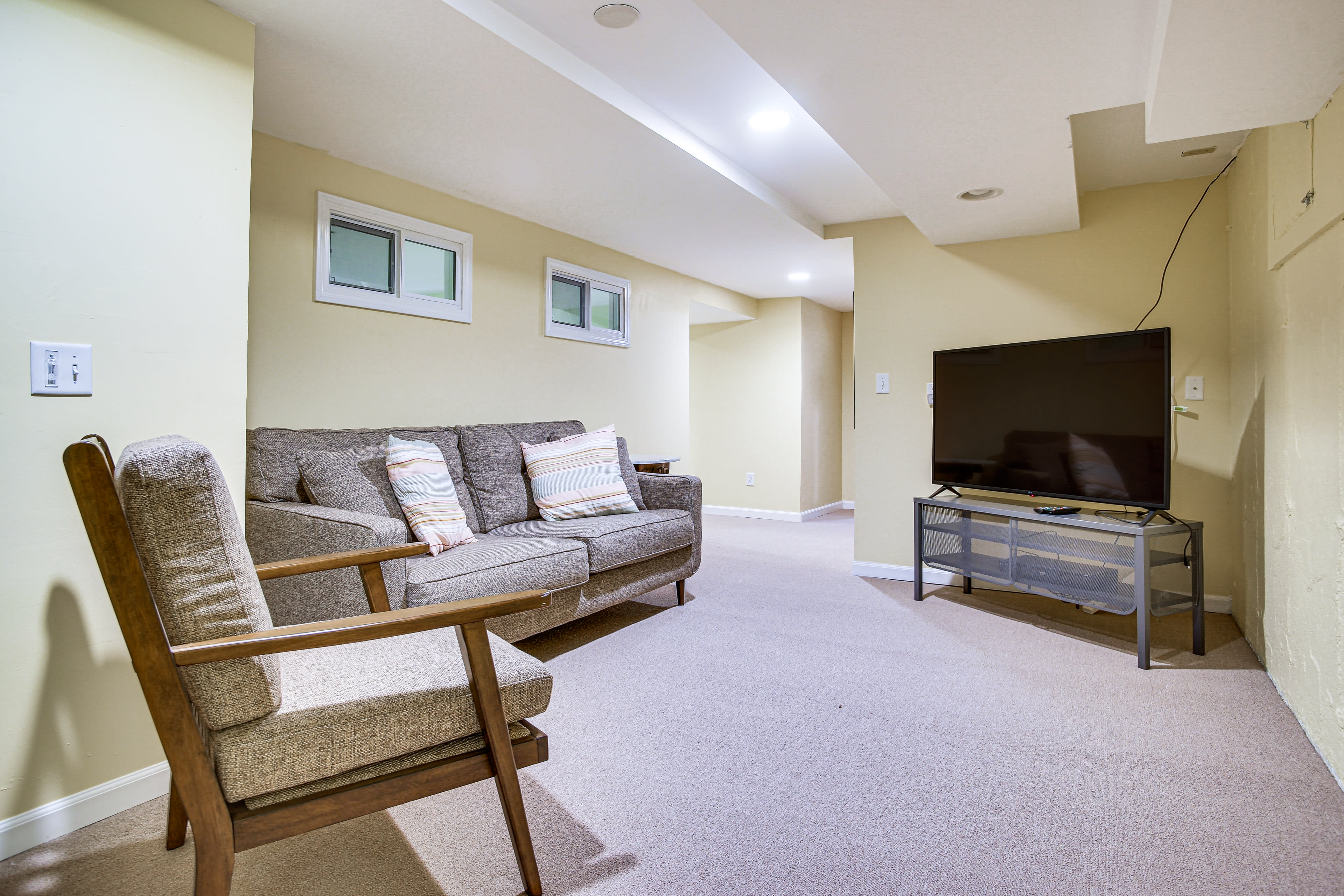 Living Room | Smart TV w/ Streaming Services | Basement Level