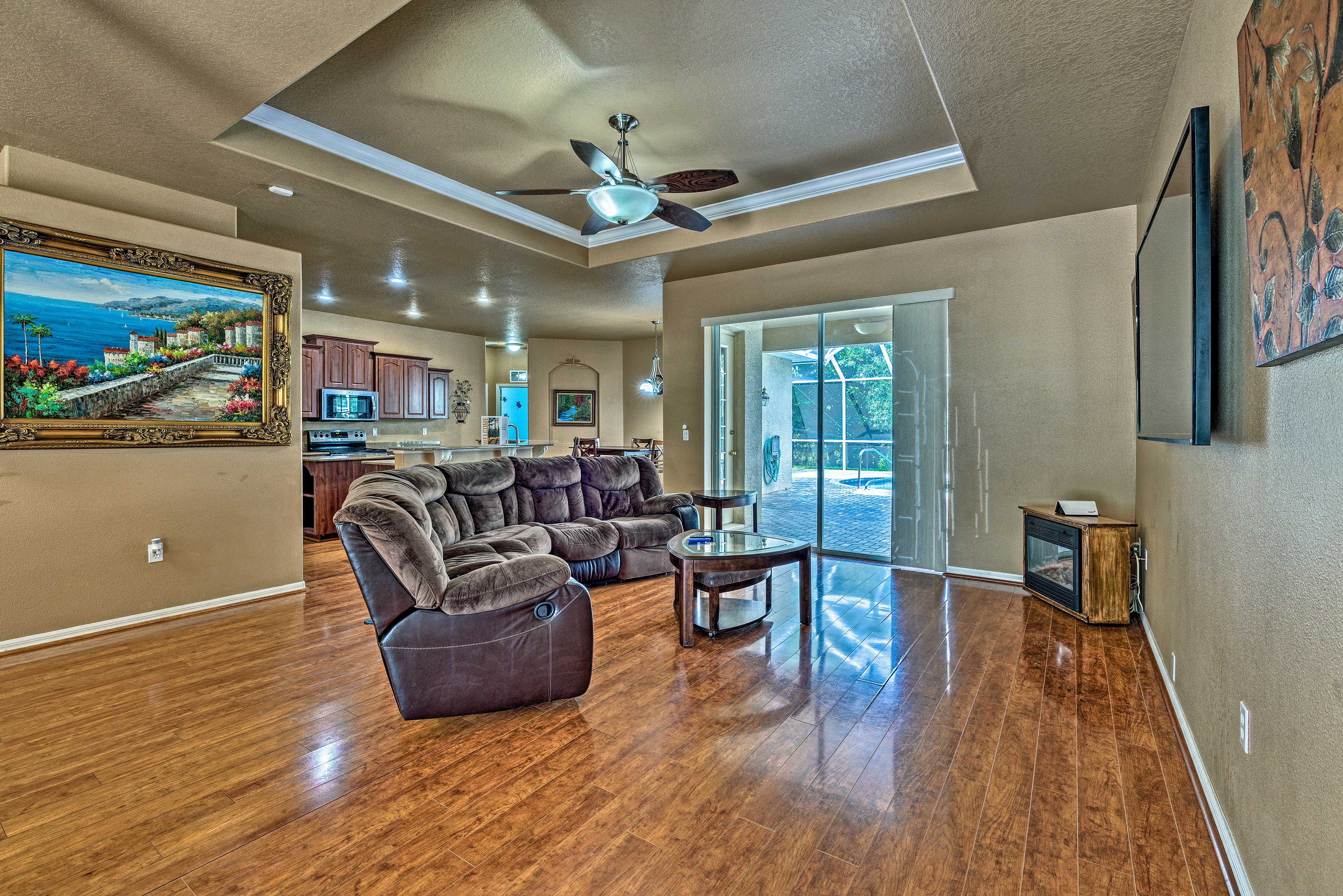 Living Room | Electric Fireplace | Smart TV | Patio Access