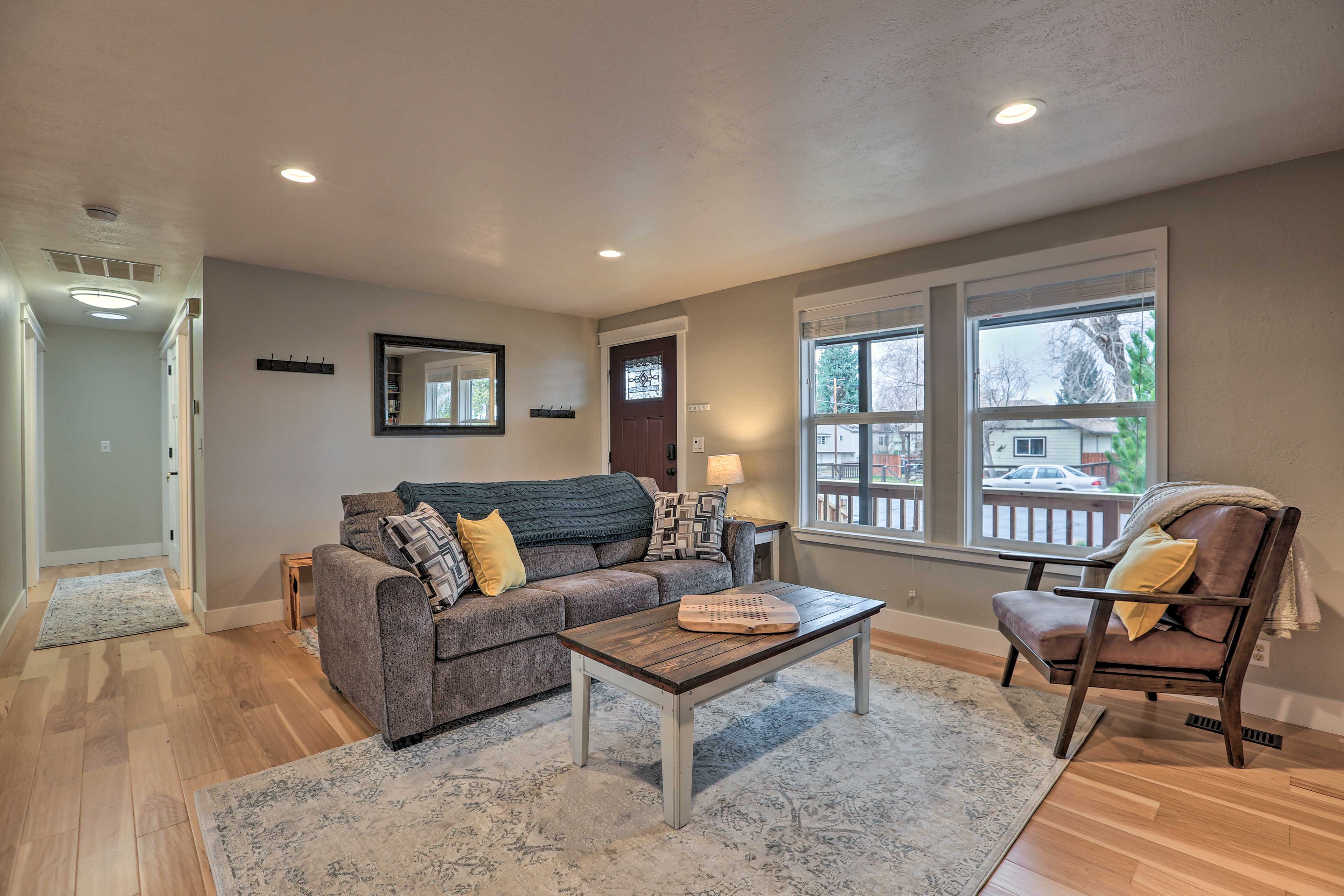 Living Room | Queen Sleeper Sofa | Inviting Wood Floors