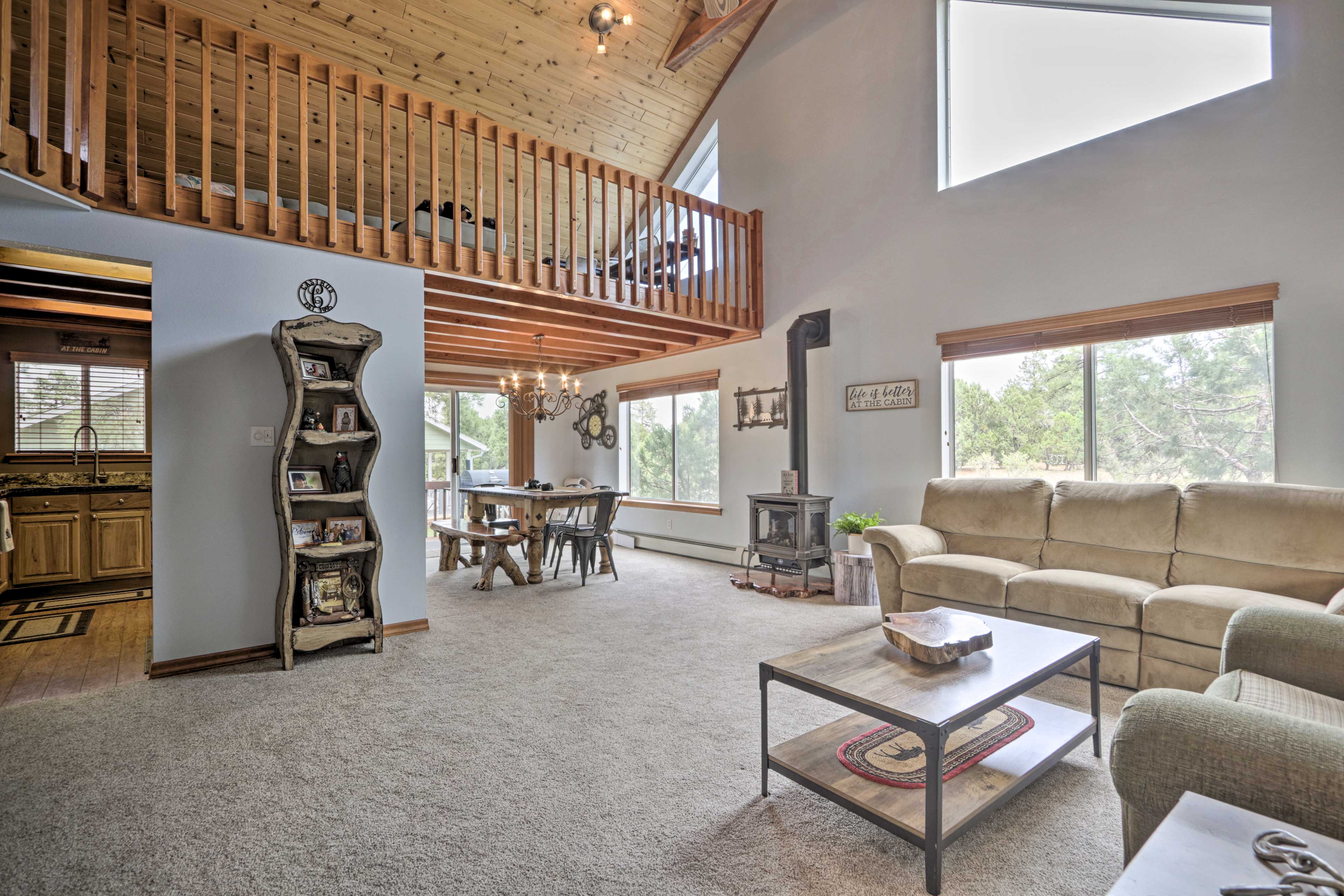 Living Room | Sleeper Sofa | Wood-Burning Stove