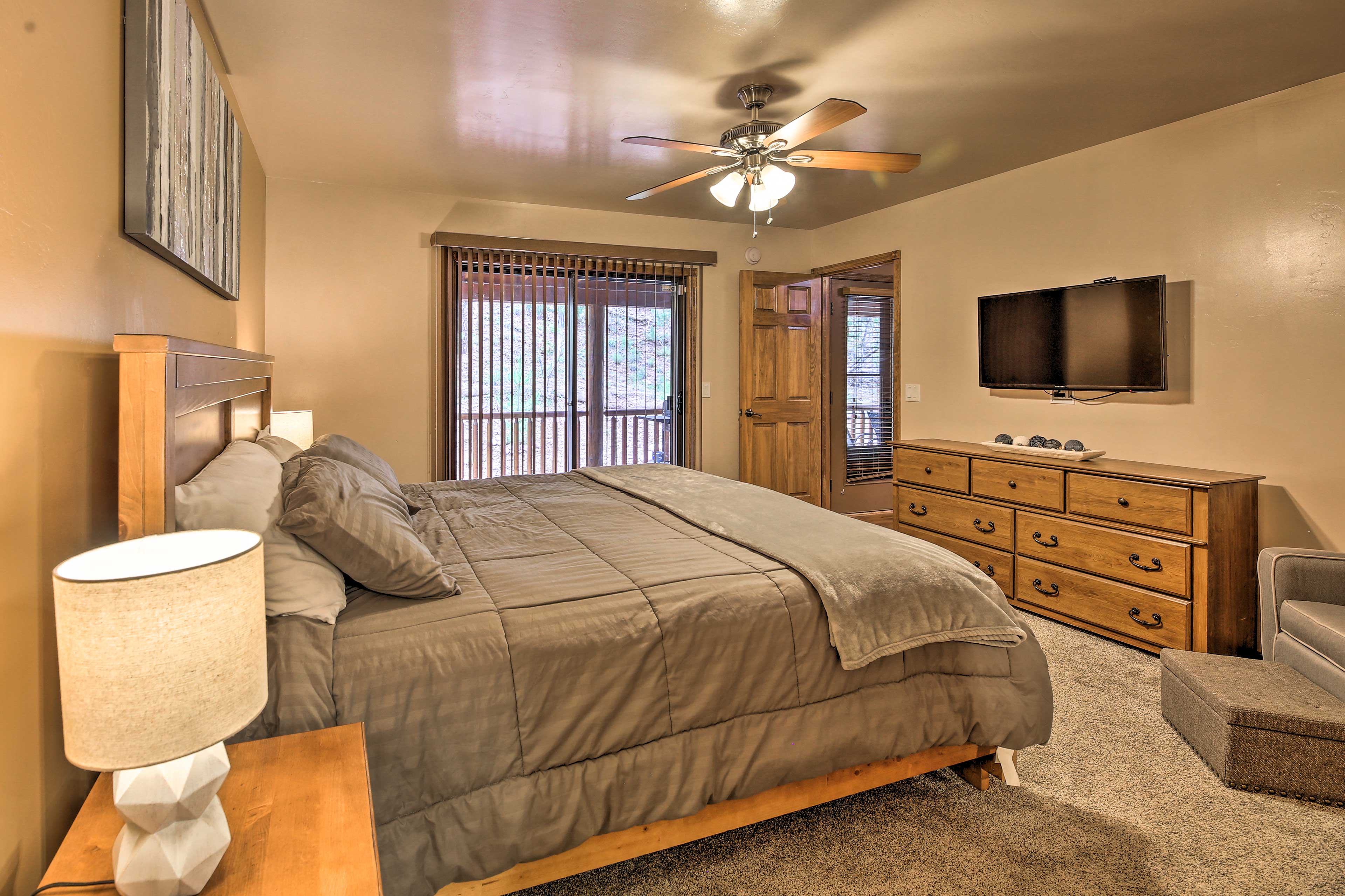 Bedroom 1 | King Bed | Deck Access | Smart TV
