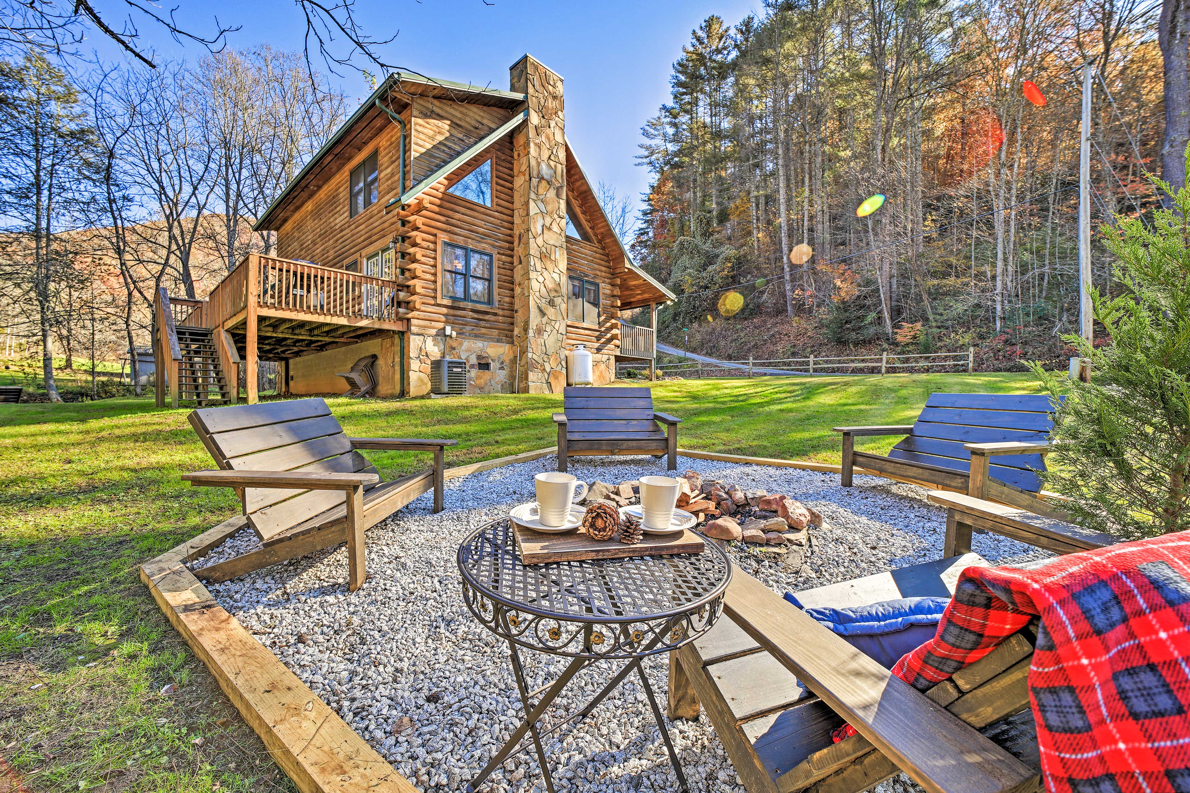 Backyard | Wood-Burning Fire pit | 2-Story Cabin