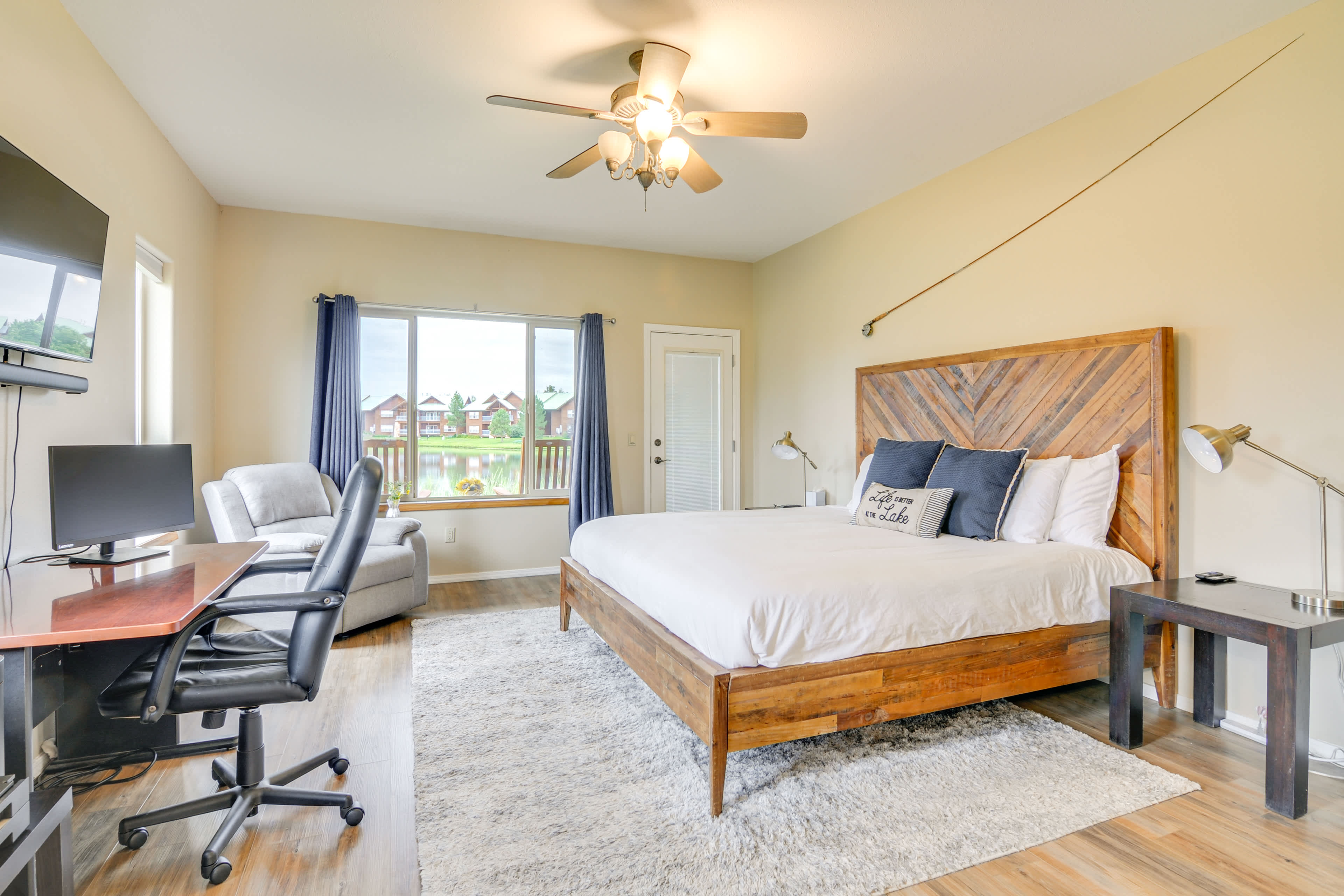 Bedroom 1 | King Bed | Linens Provided | Desk Workspace