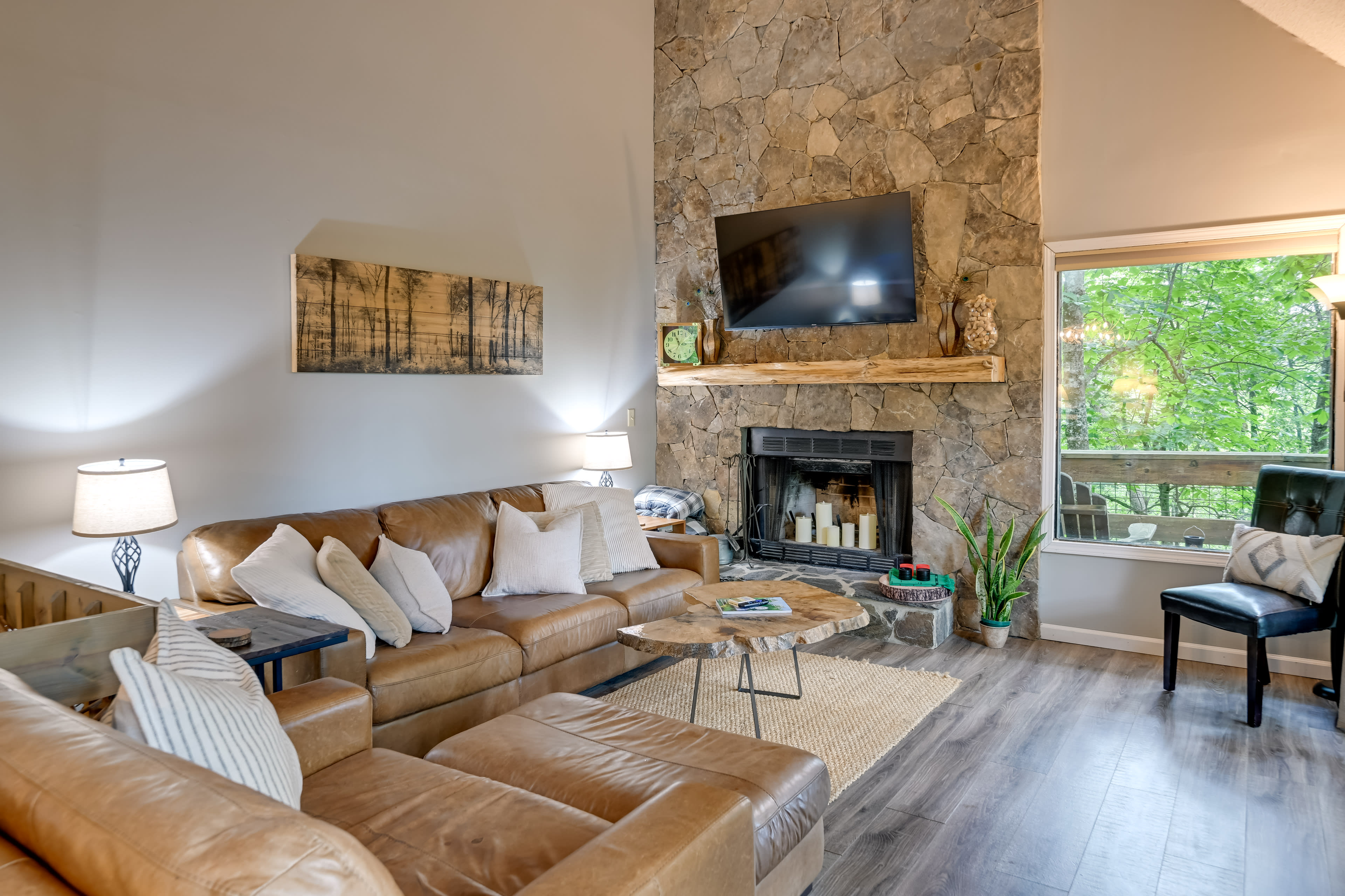 Living Room | Decorative Fireplace | Smart TV | Open Floor Plan