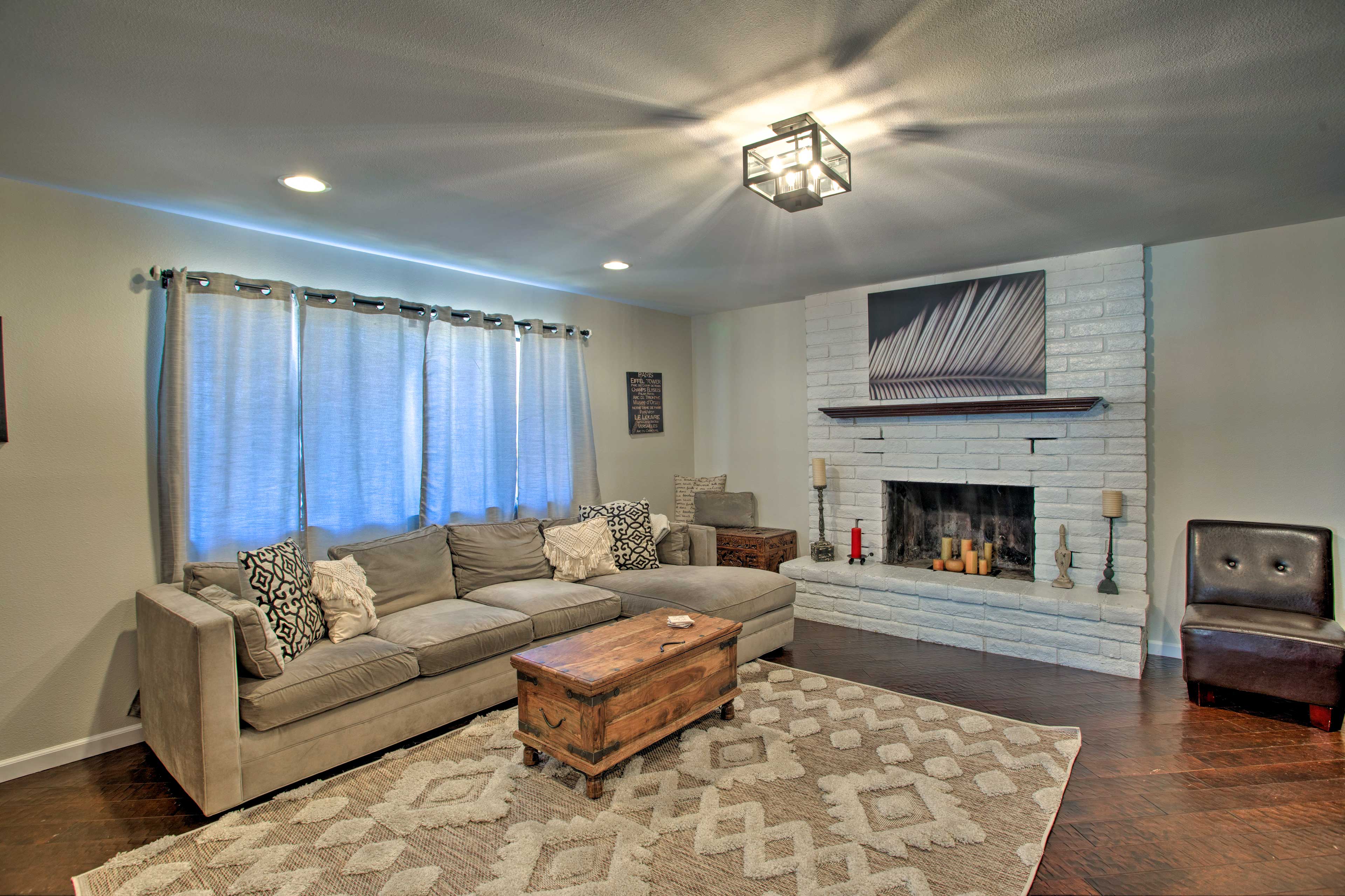 Living Room | Decorative Fireplace | Central A/C & Heating