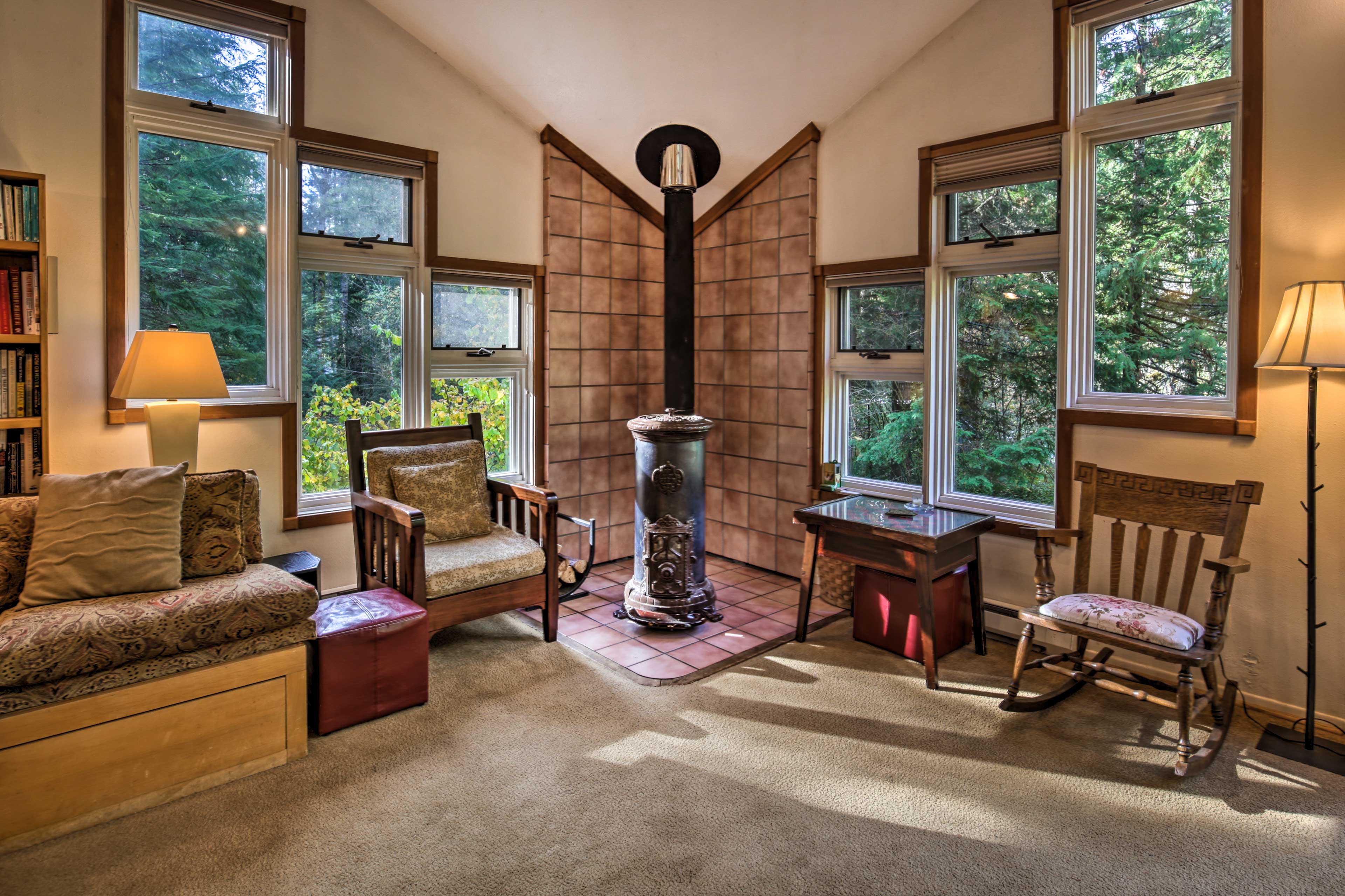 Living Room | Wood-Burning Stove | Checkers Table