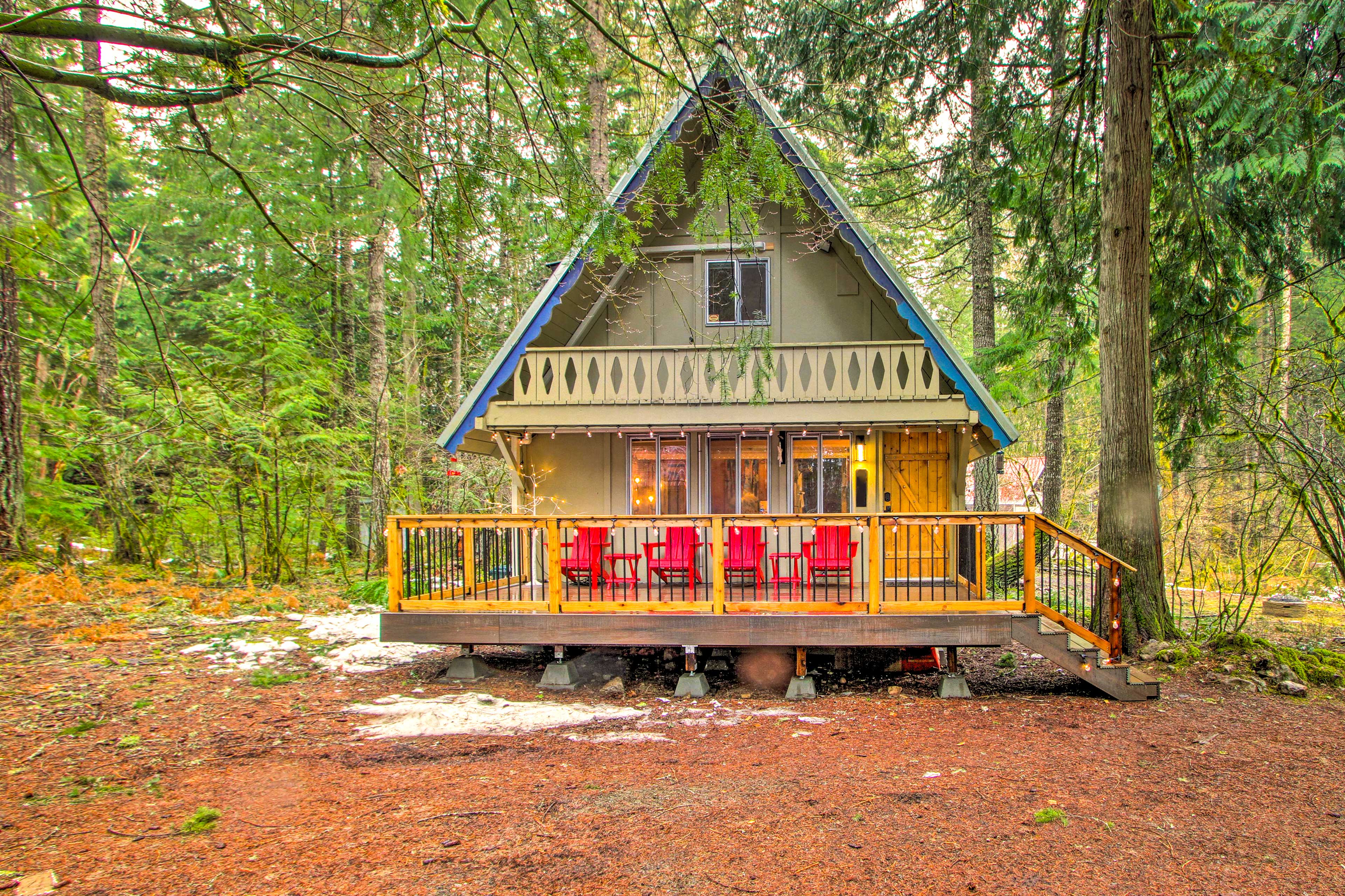 Cozy A-Frame w/ Hot Tub, Fire Pit, & Fireplace!