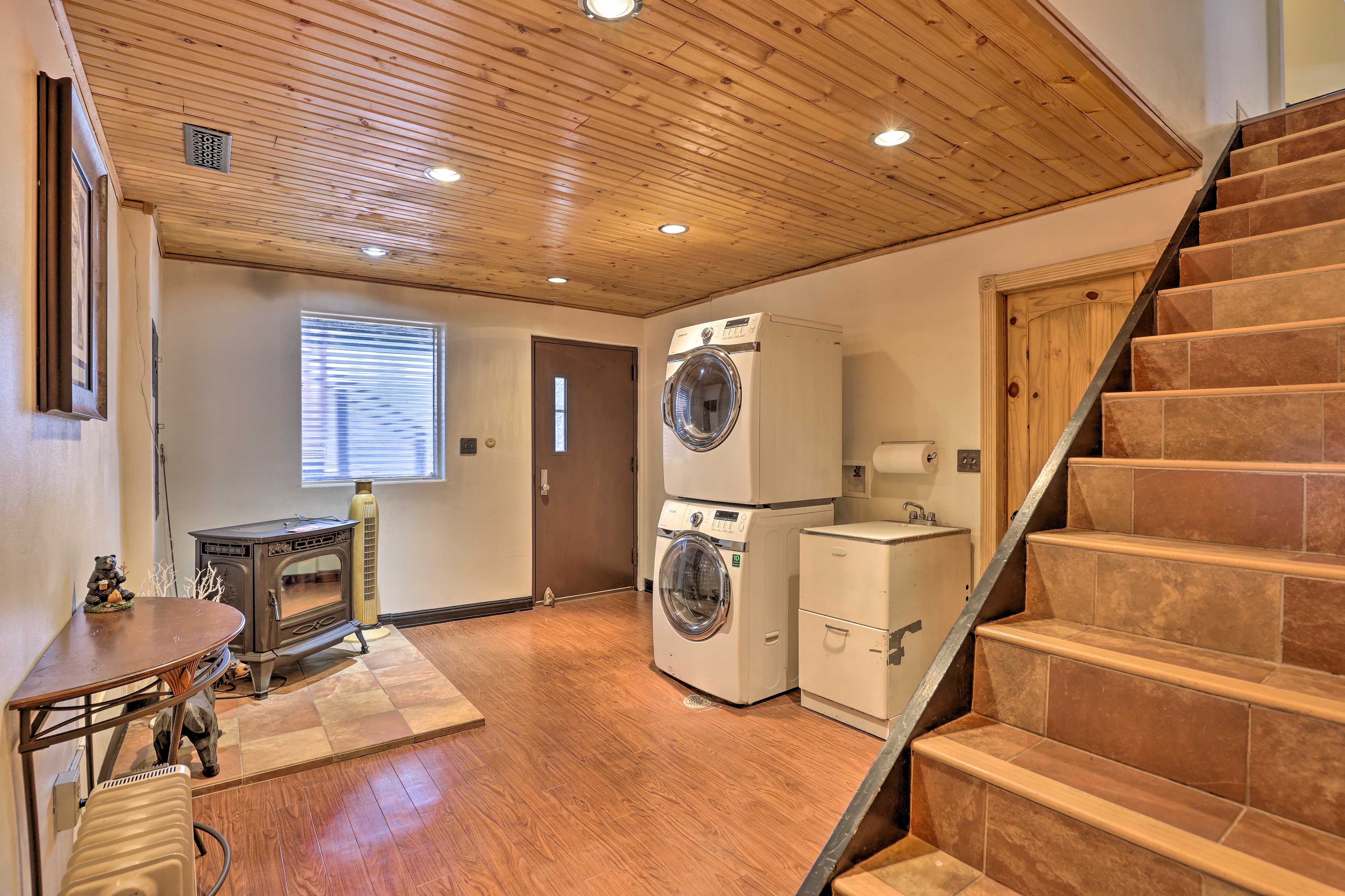 In-Unit Laundry | 1st Floor | Electric Fireplace | Laundry Detergent