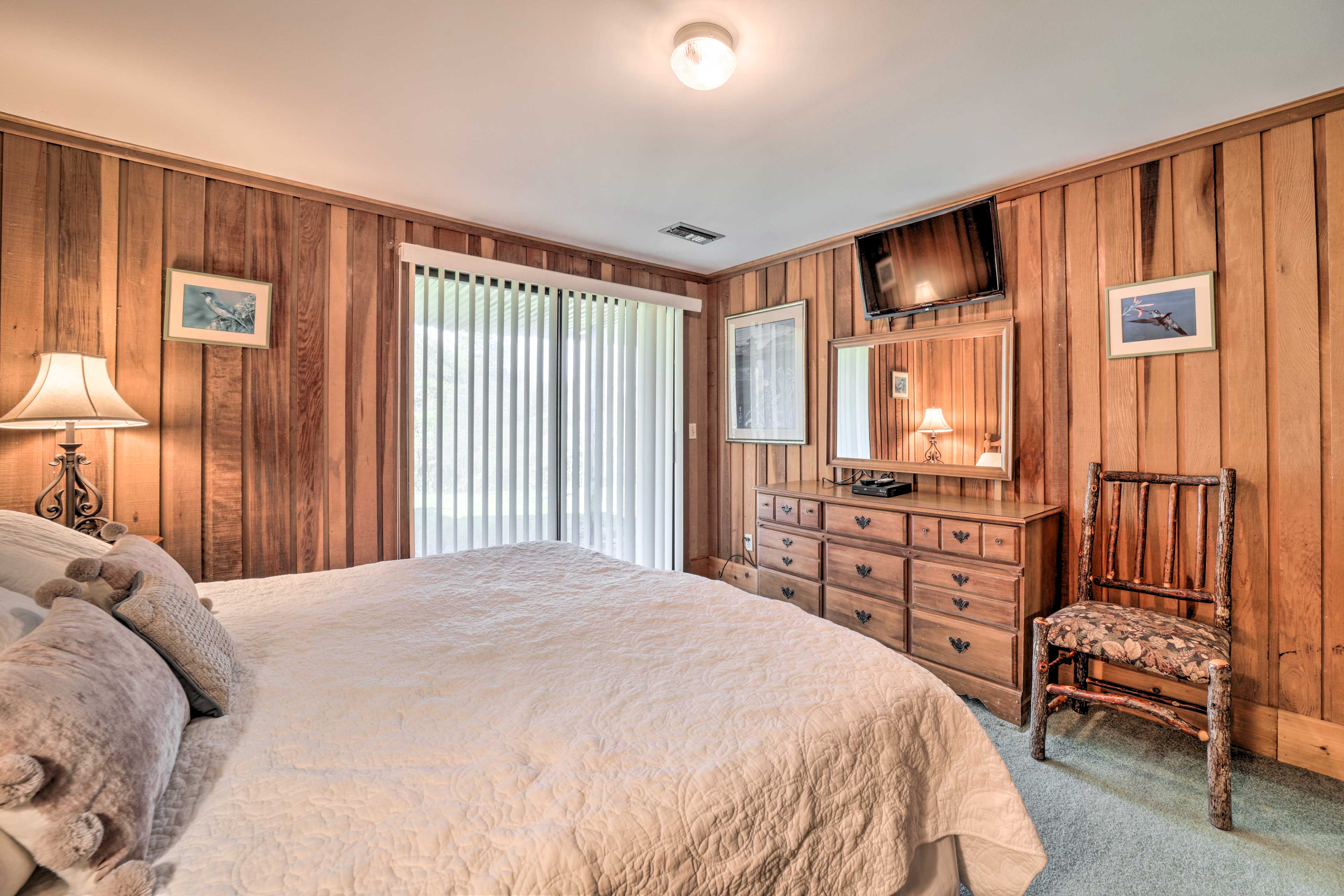 Bedroom 1 | Smart TV | Linens Provided | Access to Back Porch