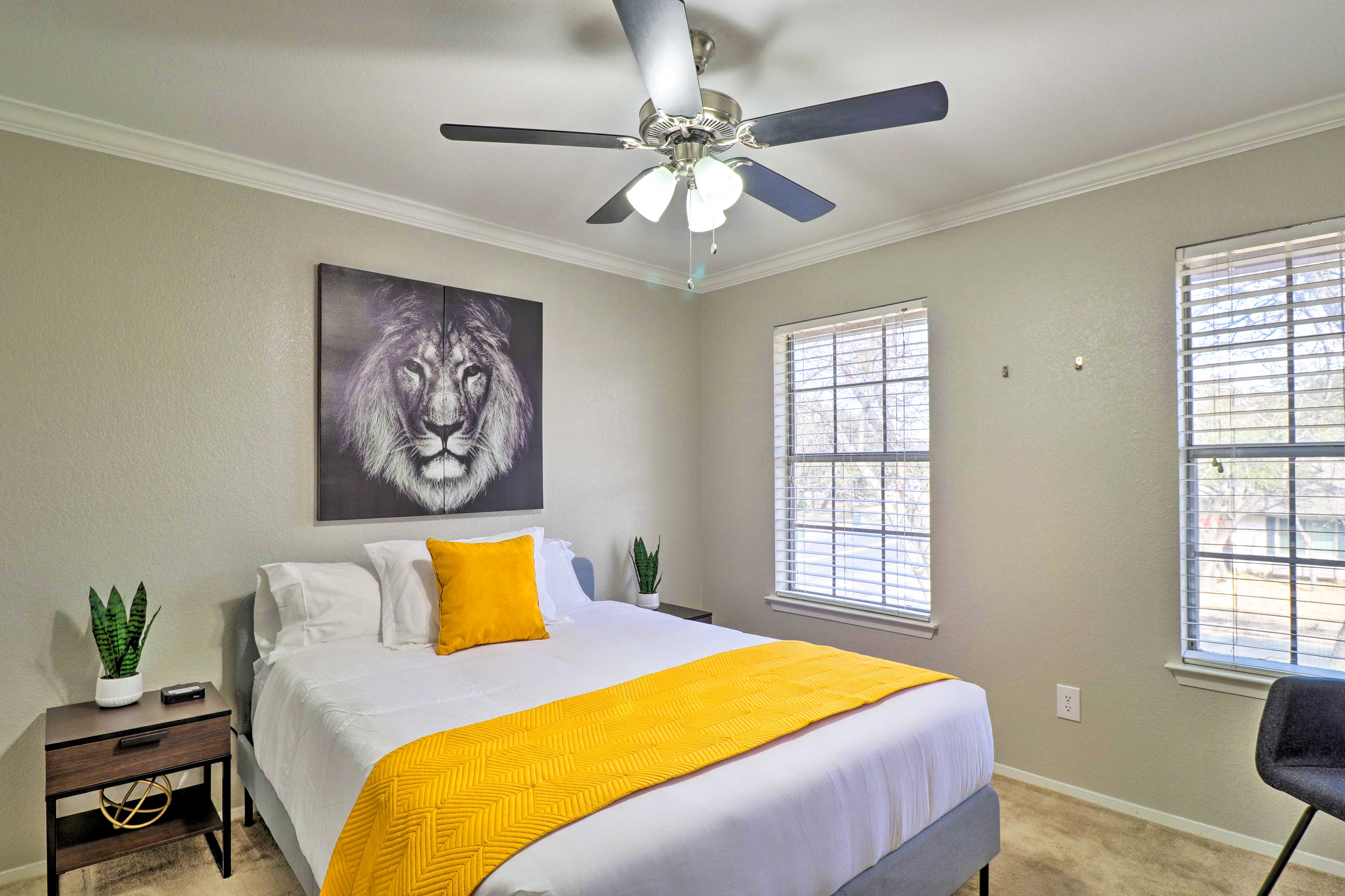 Bedroom 2 | Queen Bed | Memory Foam Mattress | Side Tables | Ceiling Fan