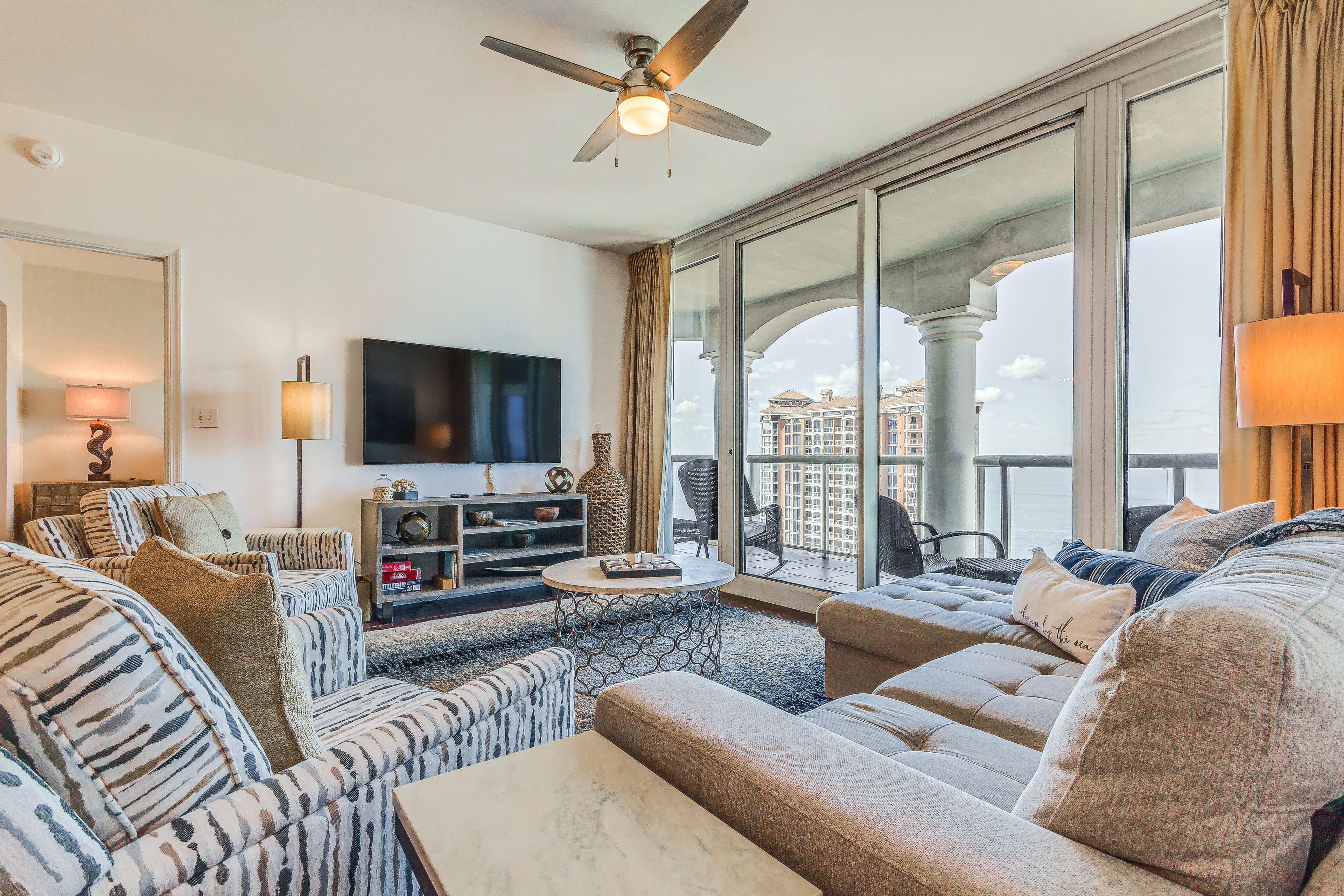 Living Room | Smart TV w/ Cable | Queen Sleeper Sofa | Tri-Fold Full Mattress
