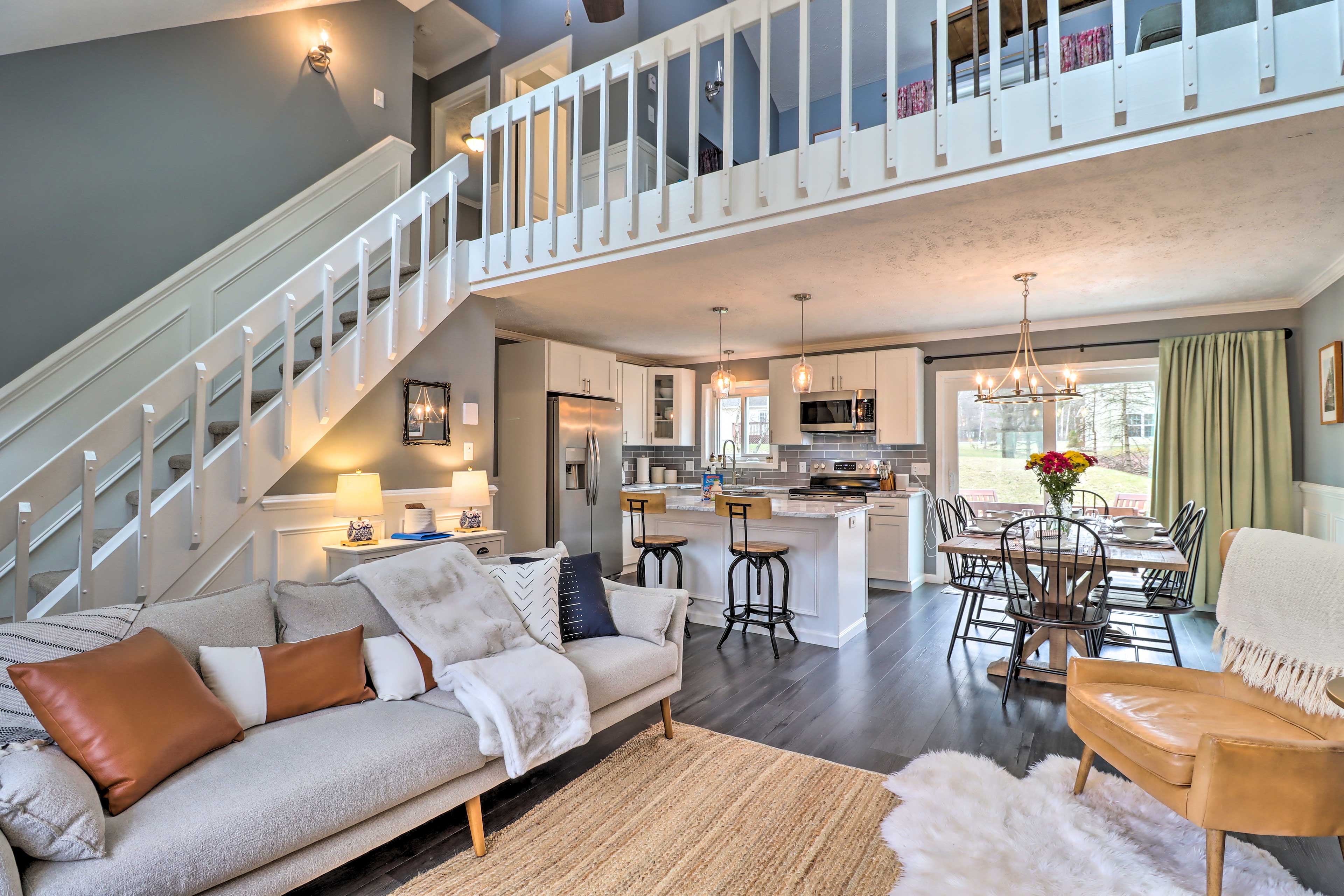 Living Room | Gas Fireplace | Window A/C Unit