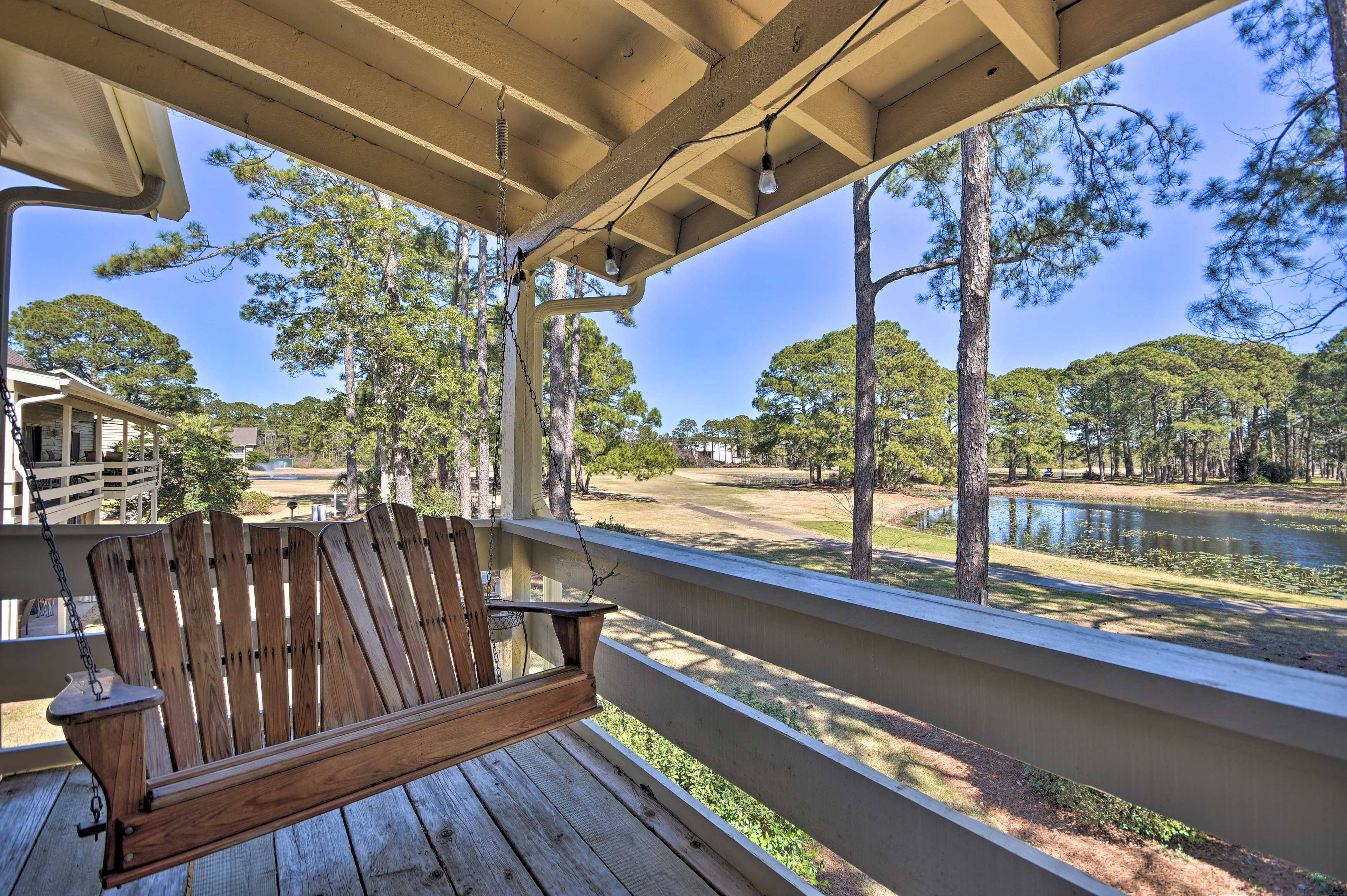 Furnished Deck | Golden Pond & Golf Course Views