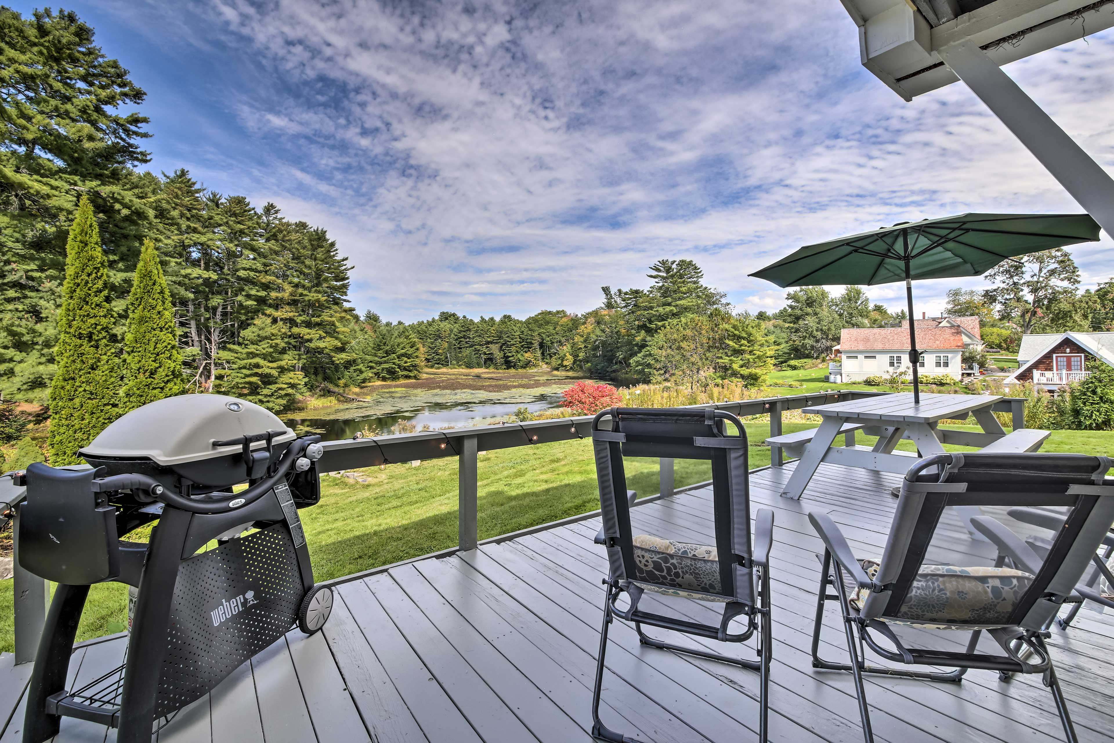 Furnished Deck | Mill Pond Views | Charcoal Grill