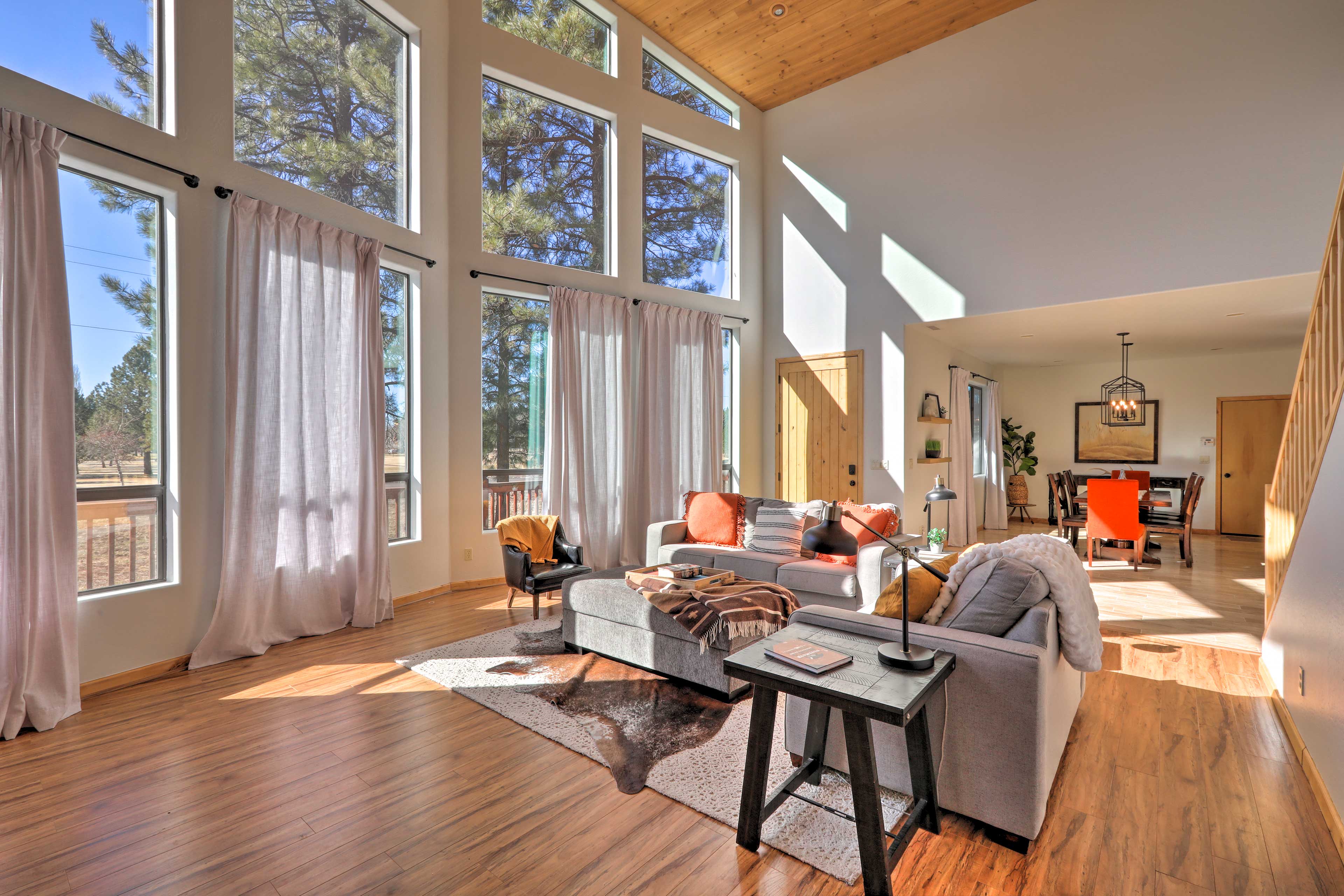 Living Room | Cathedral Ceilings & Ample Natural Light | Smart TV