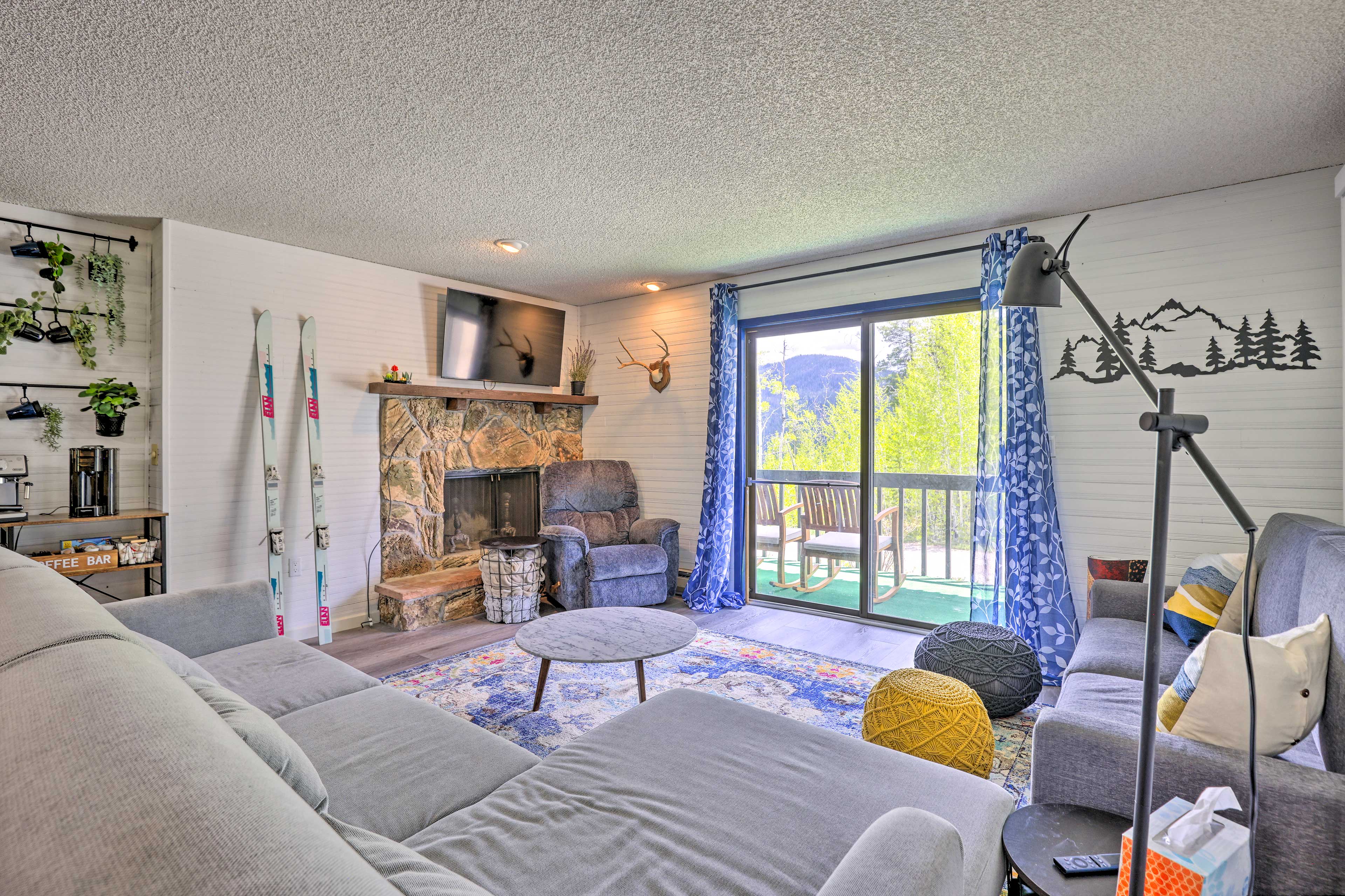 Living Room | Single-Story Home | Queen Murphy Bed | Washer & Dryer