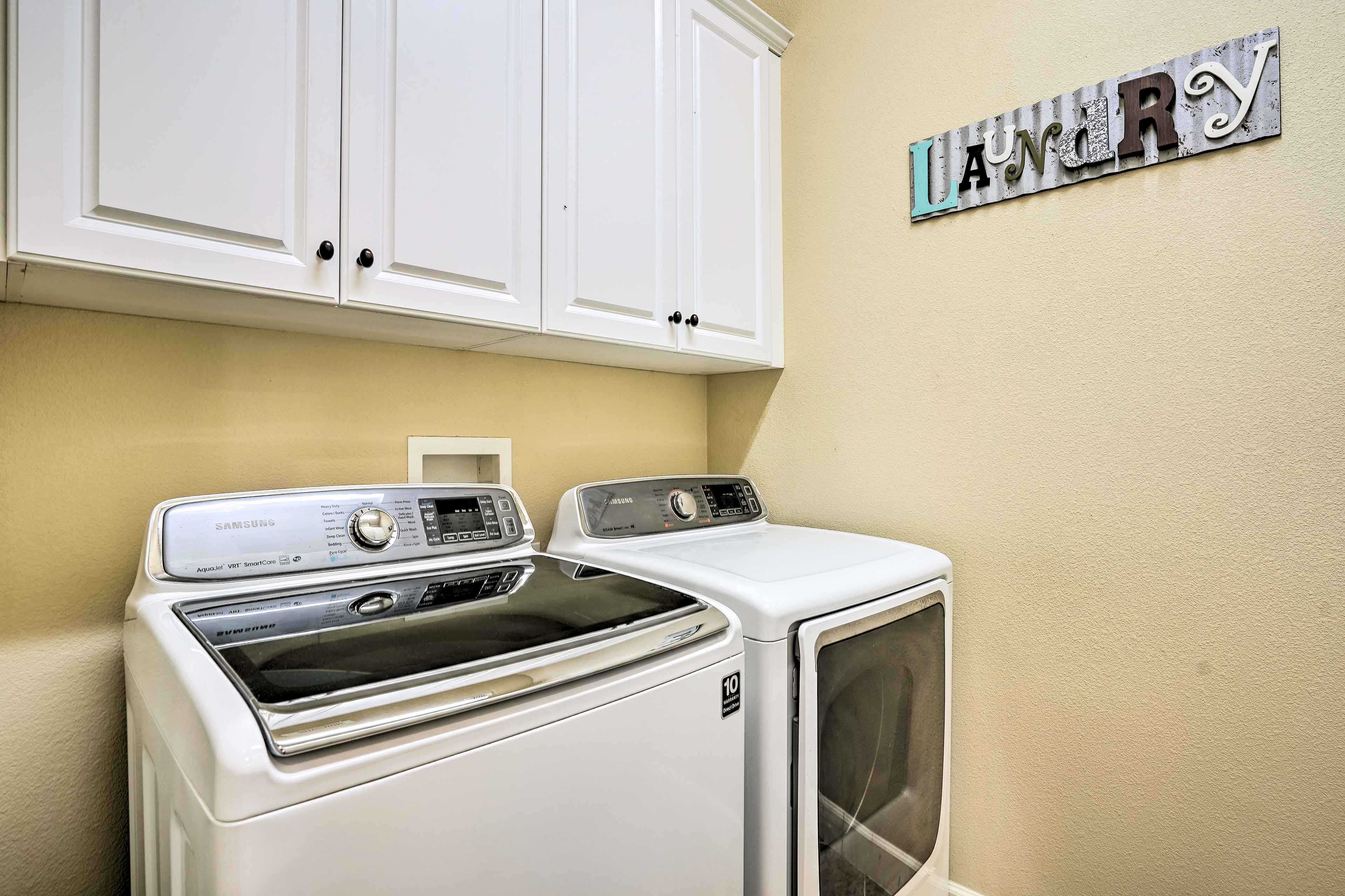Laundry Room | Main Level | Washer + Dryer | Iron + Board