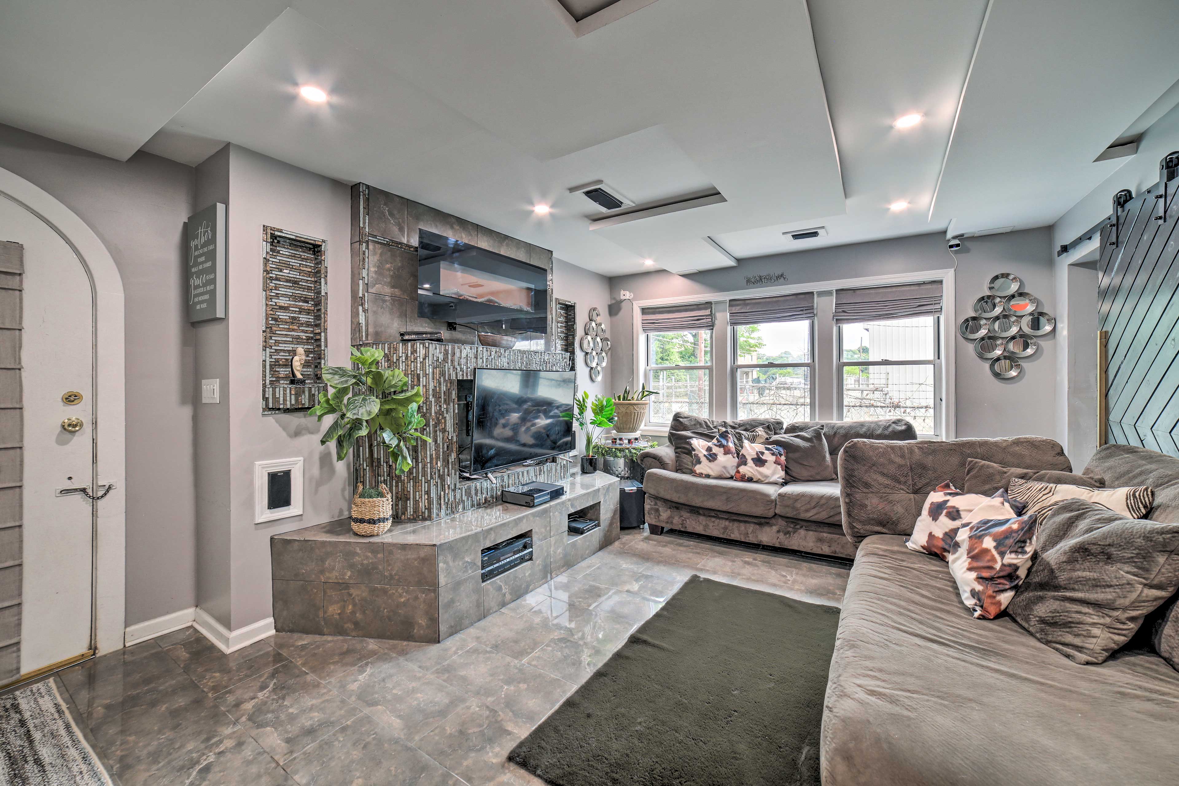 Living Room | Main Level | 3-Story Home | Electric Fireplace | DVD Player