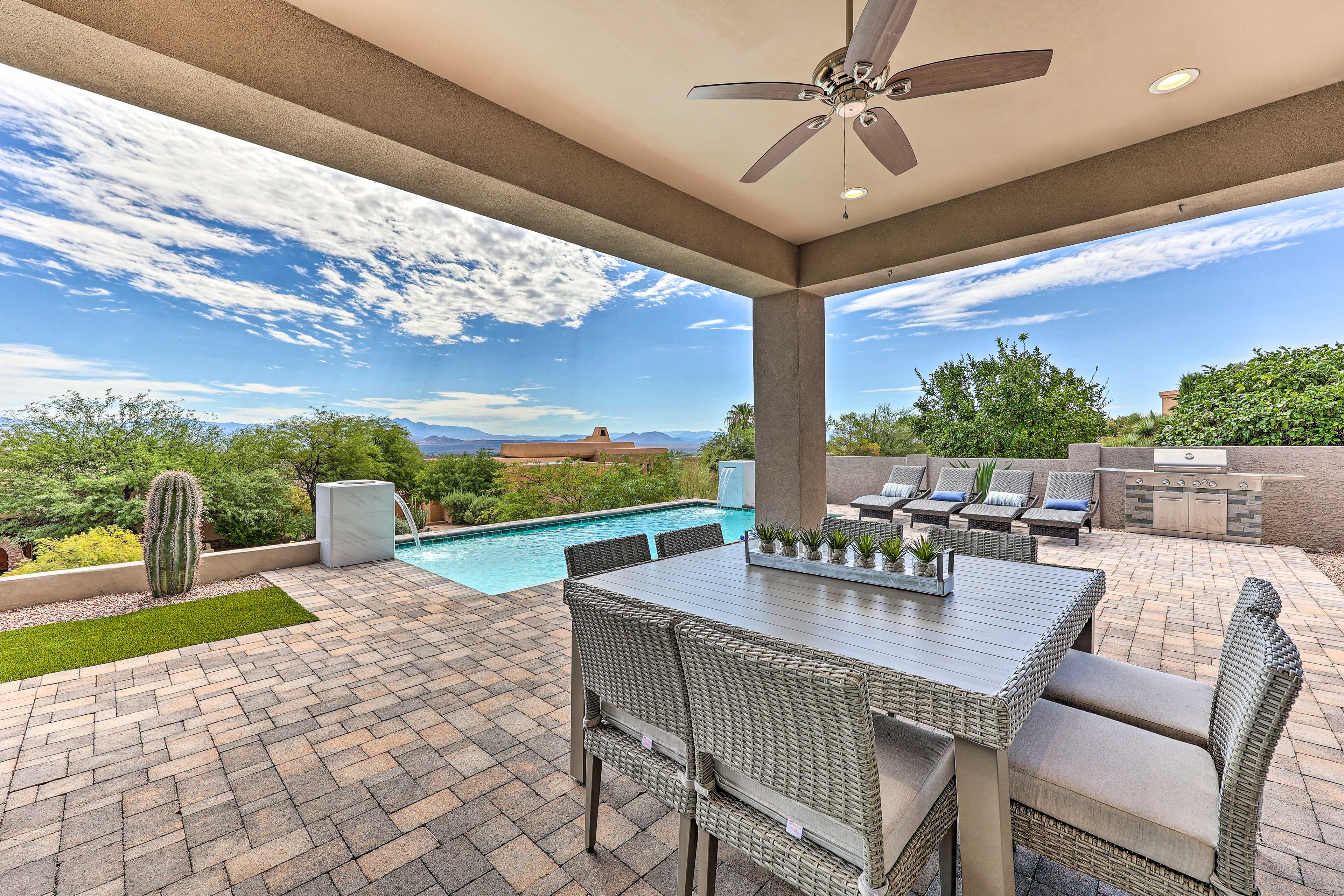 Backyard | Private, Heated Pool | Outdoor Seating | Gas Grill