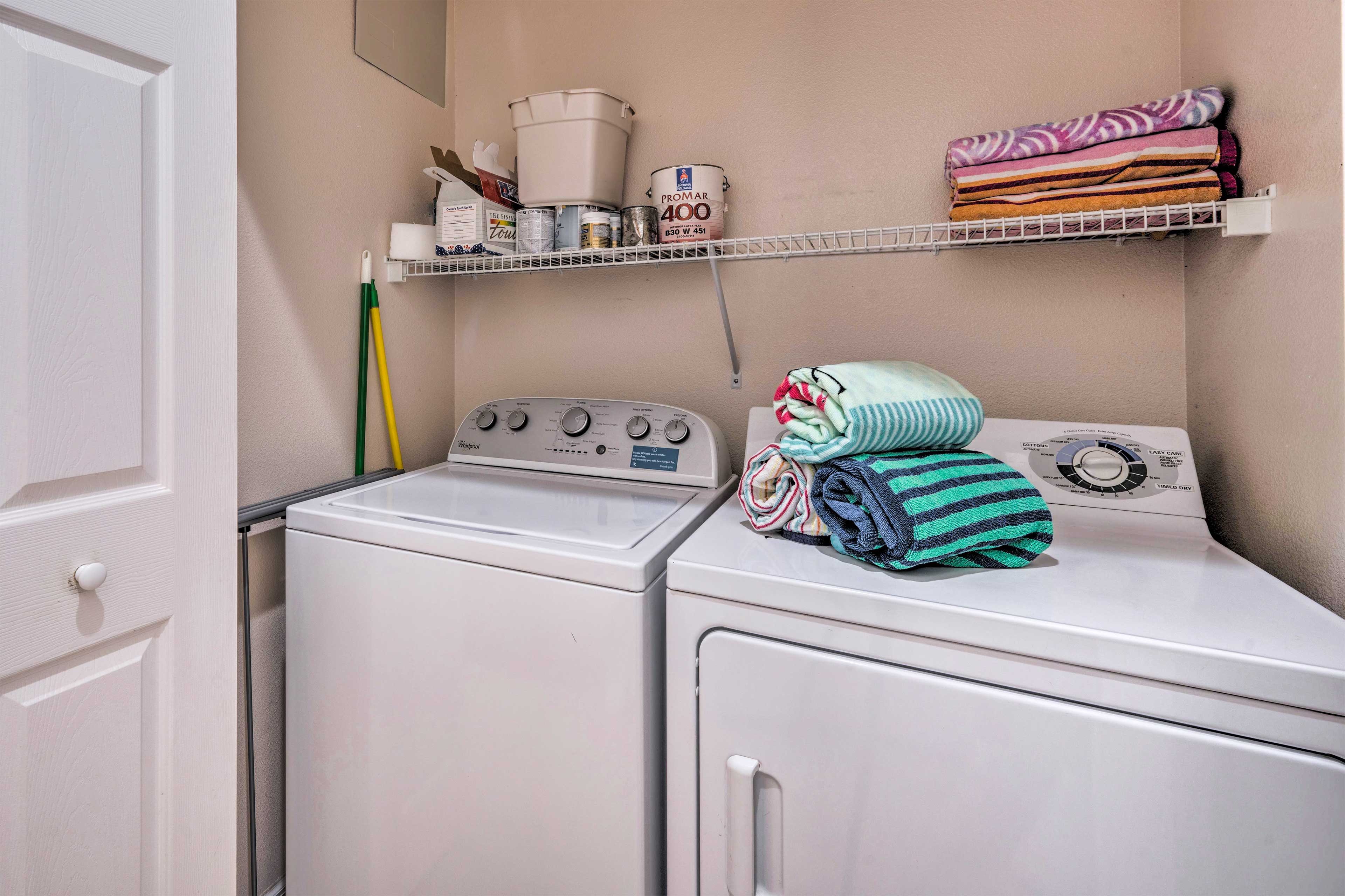 Laundry Room | Washer & Dryer | Trash Bags/Paper Towels | Hangers