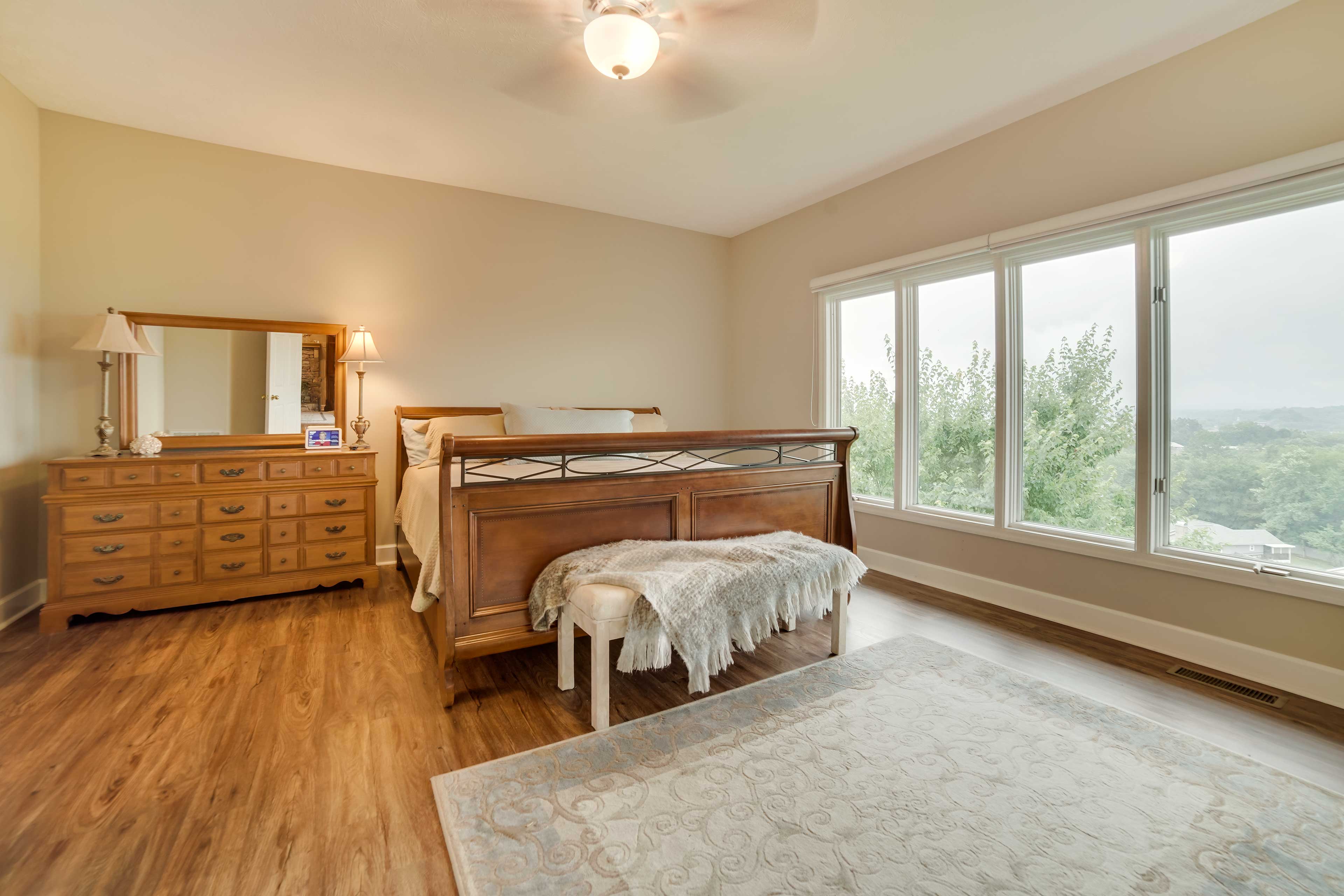 Bedroom 1 | 1st Floor | King Bed | Mtn Views | Linens Provided