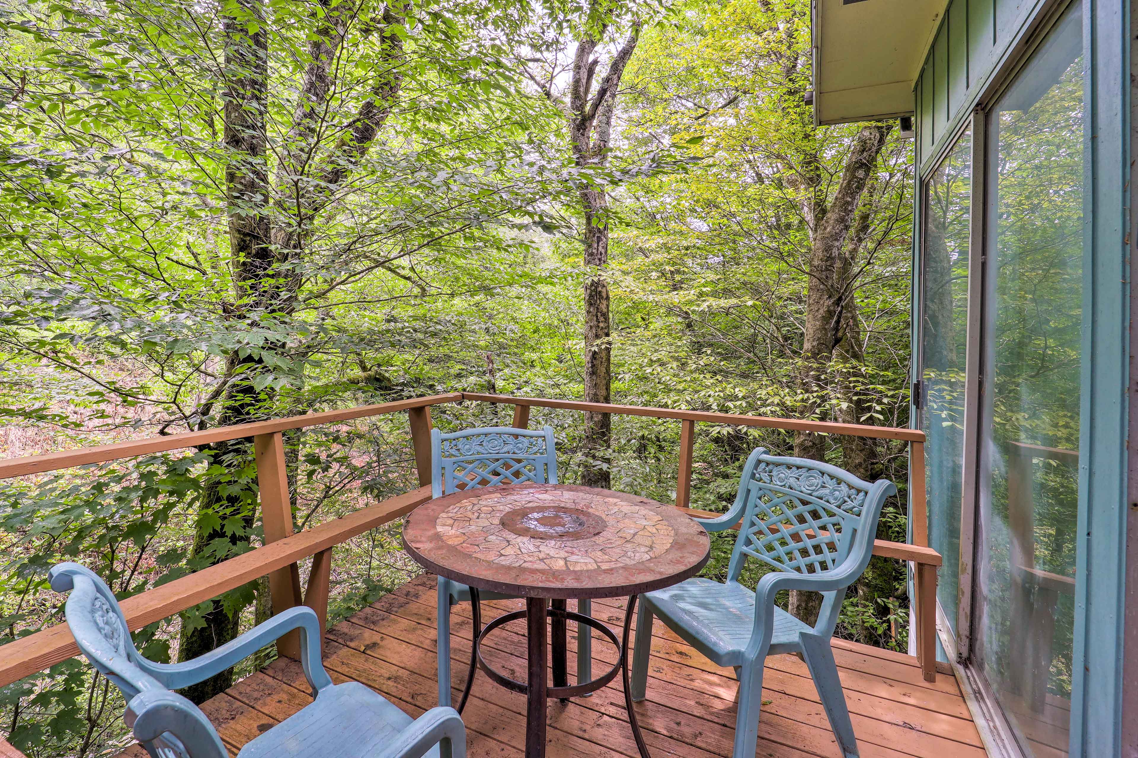 Back Deck | Single-Story House | Private Creek Access