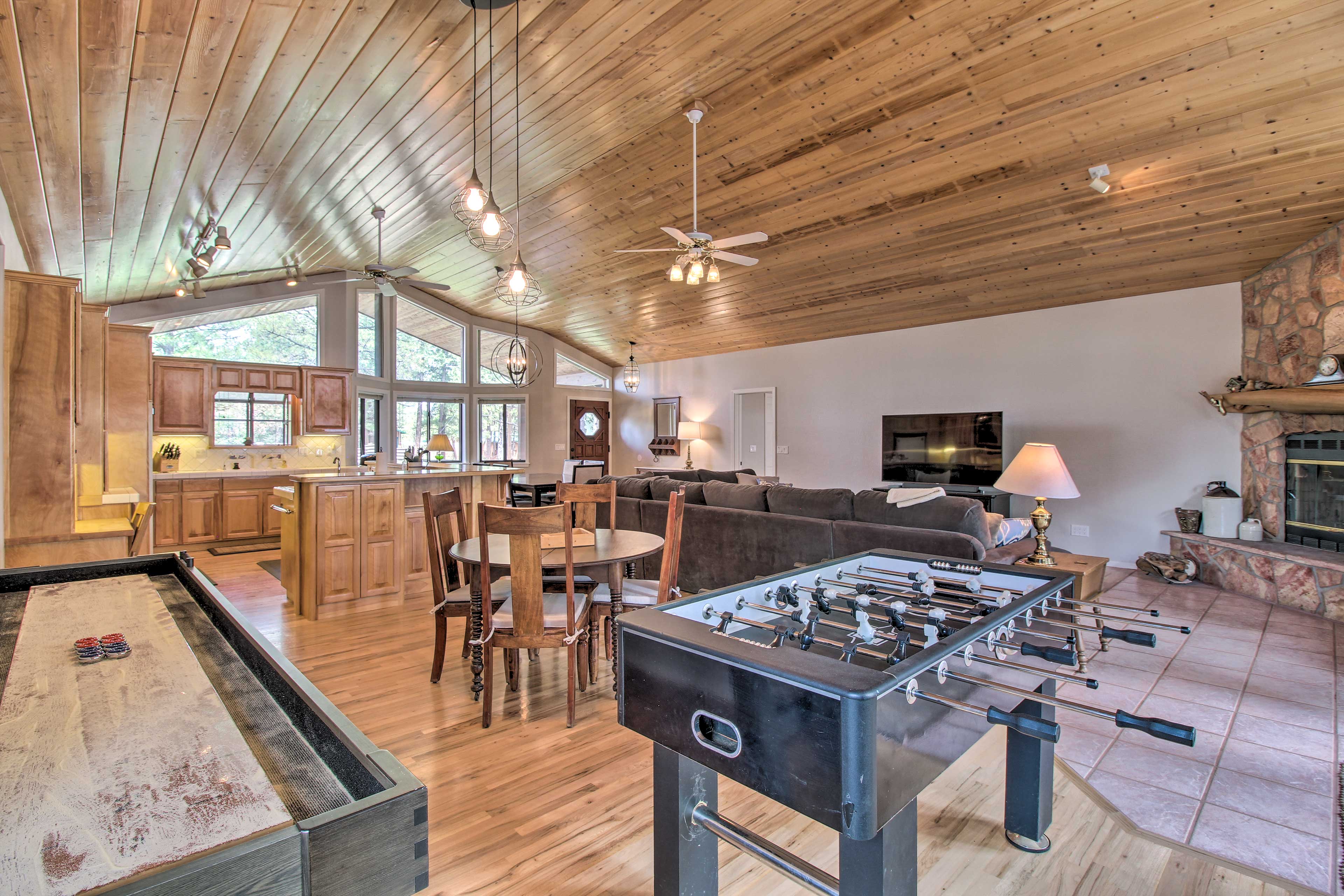 Living Room | Shuffleboard Table | Foosball Table | Fireplace | Flat-Screen TV