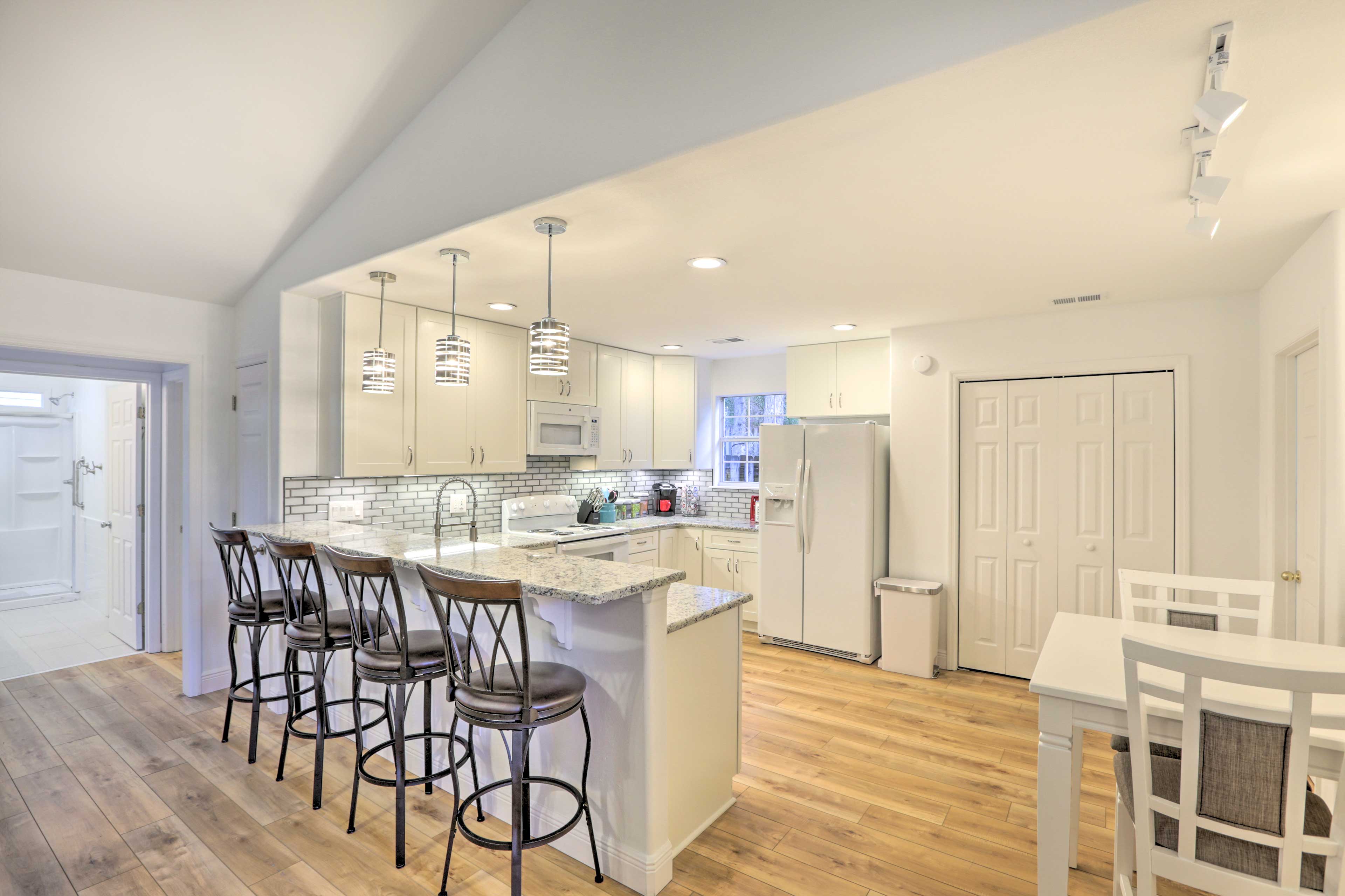 Kitchen & Dining Area | Pet Friendly w/ Fee