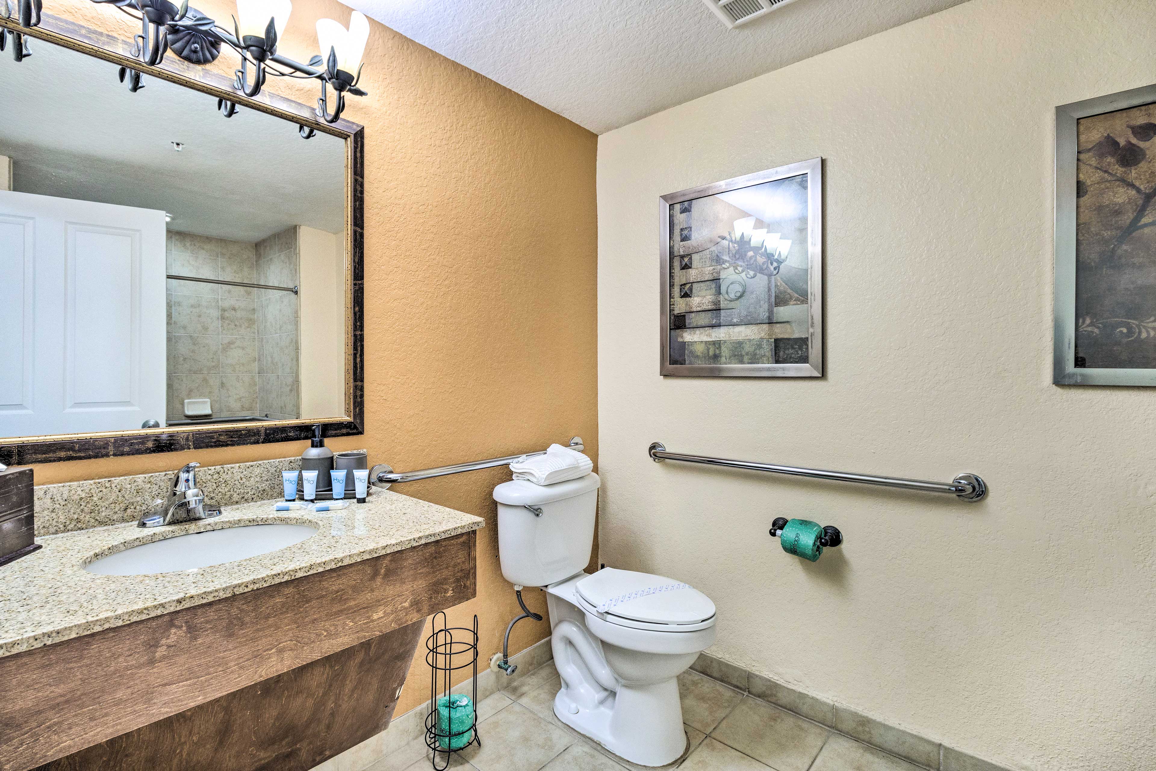 Bathroom | Towels Provided | Complimentary Toiletries | Grab Rails