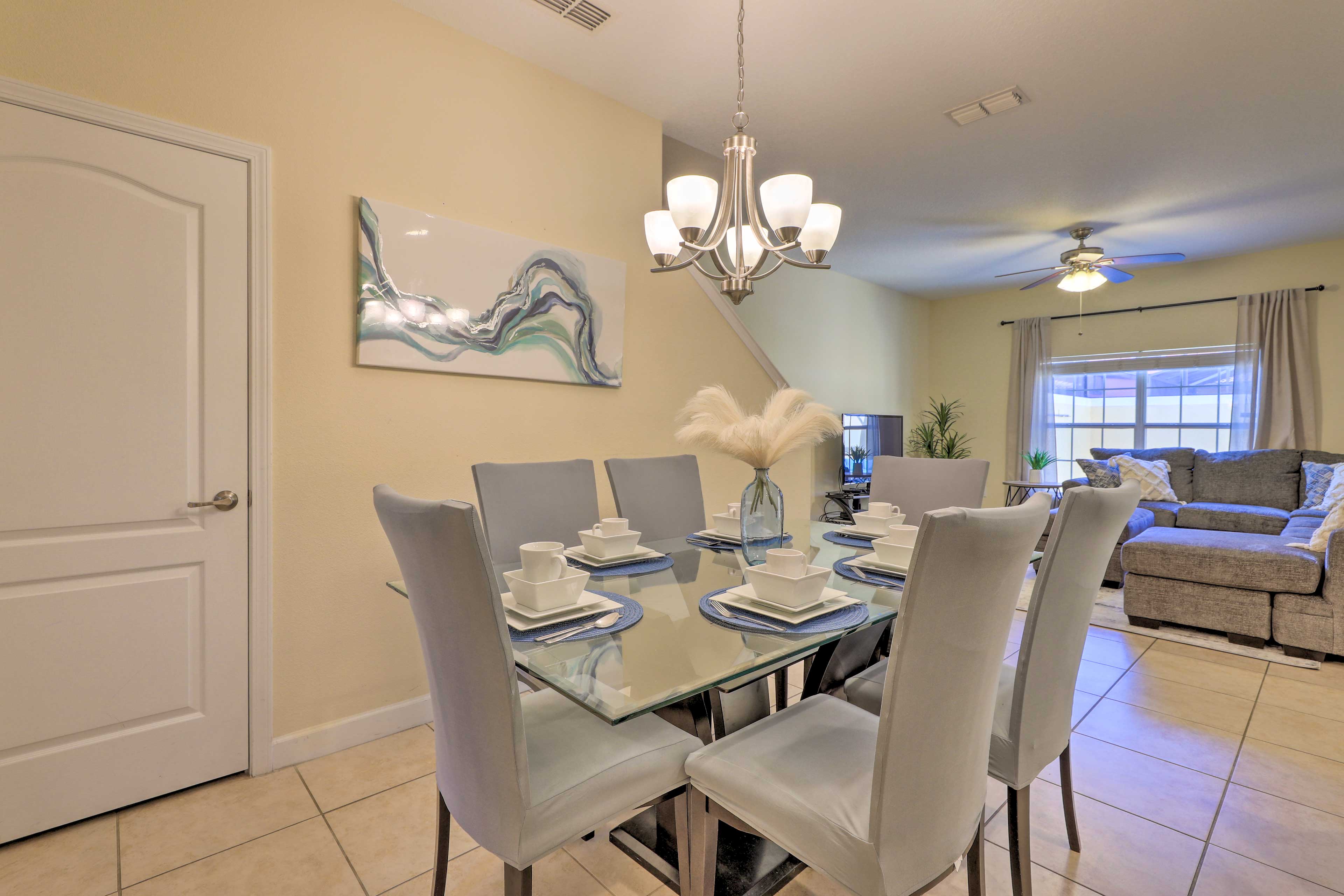 Dining Area | Dishware & Flatware Provided | Breakfast Bar w/ Additional Seating