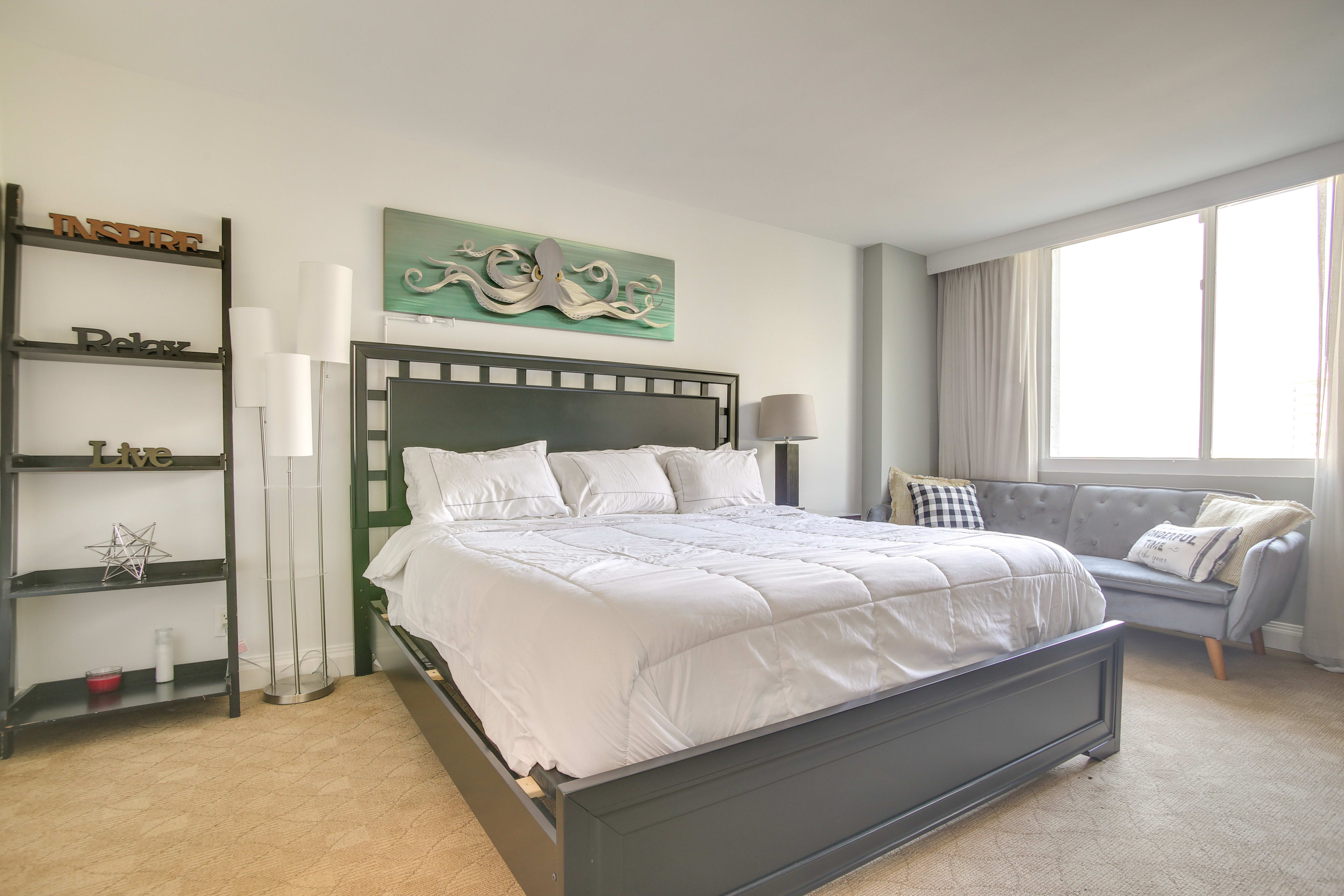 Bedroom | King Bed | Flat-Screen TV | Linens Provided |  En-Suite Bathroom